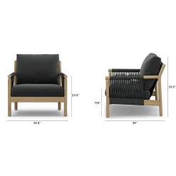 Rosa 34.5" Outdoor Lounge Chair Set - Dravite Black