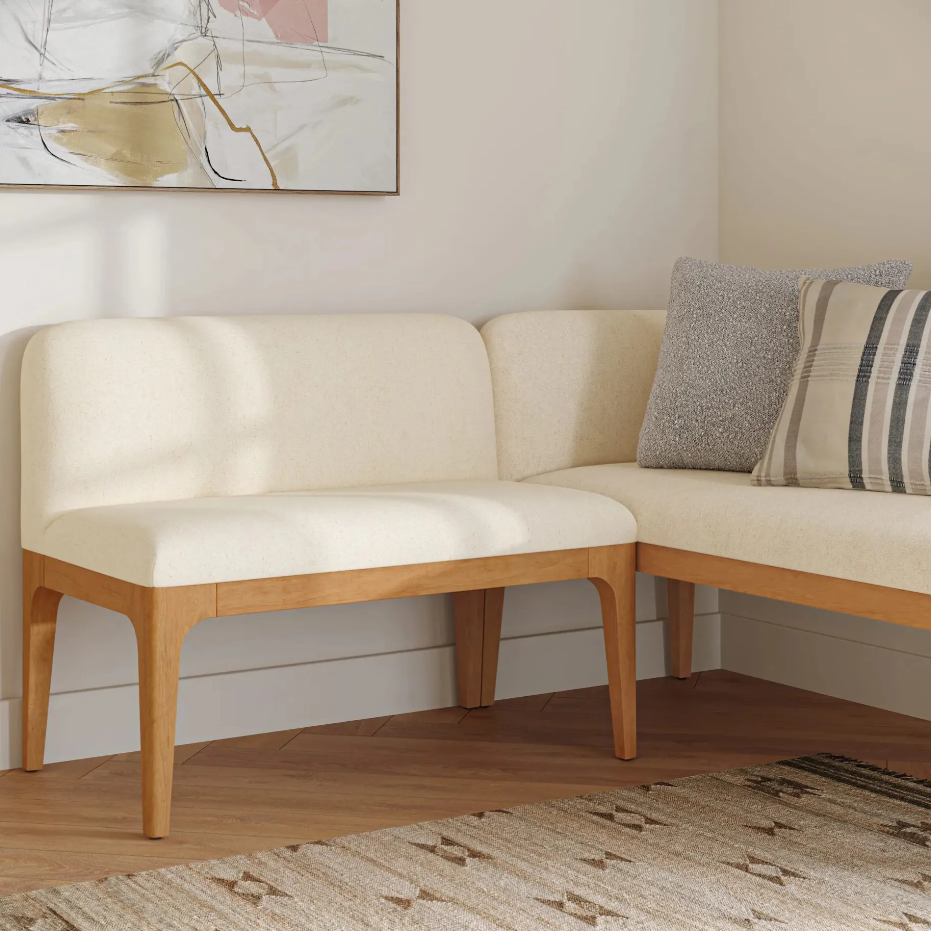 Rosin 34" Armless Banquette - Natural Oak and Sand Ivory
