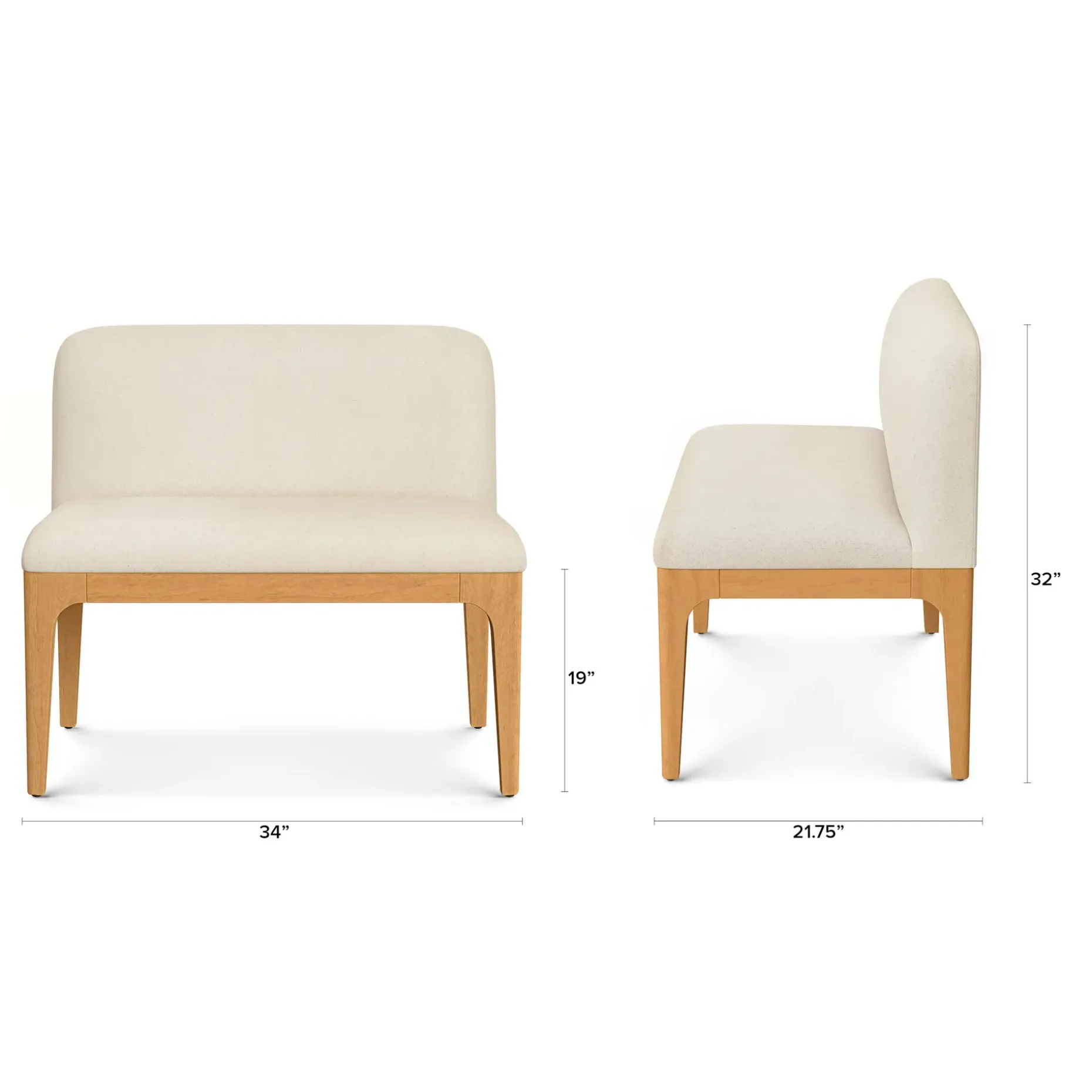 Rosin 34" Armless Banquette - Natural Oak and Sand Ivory