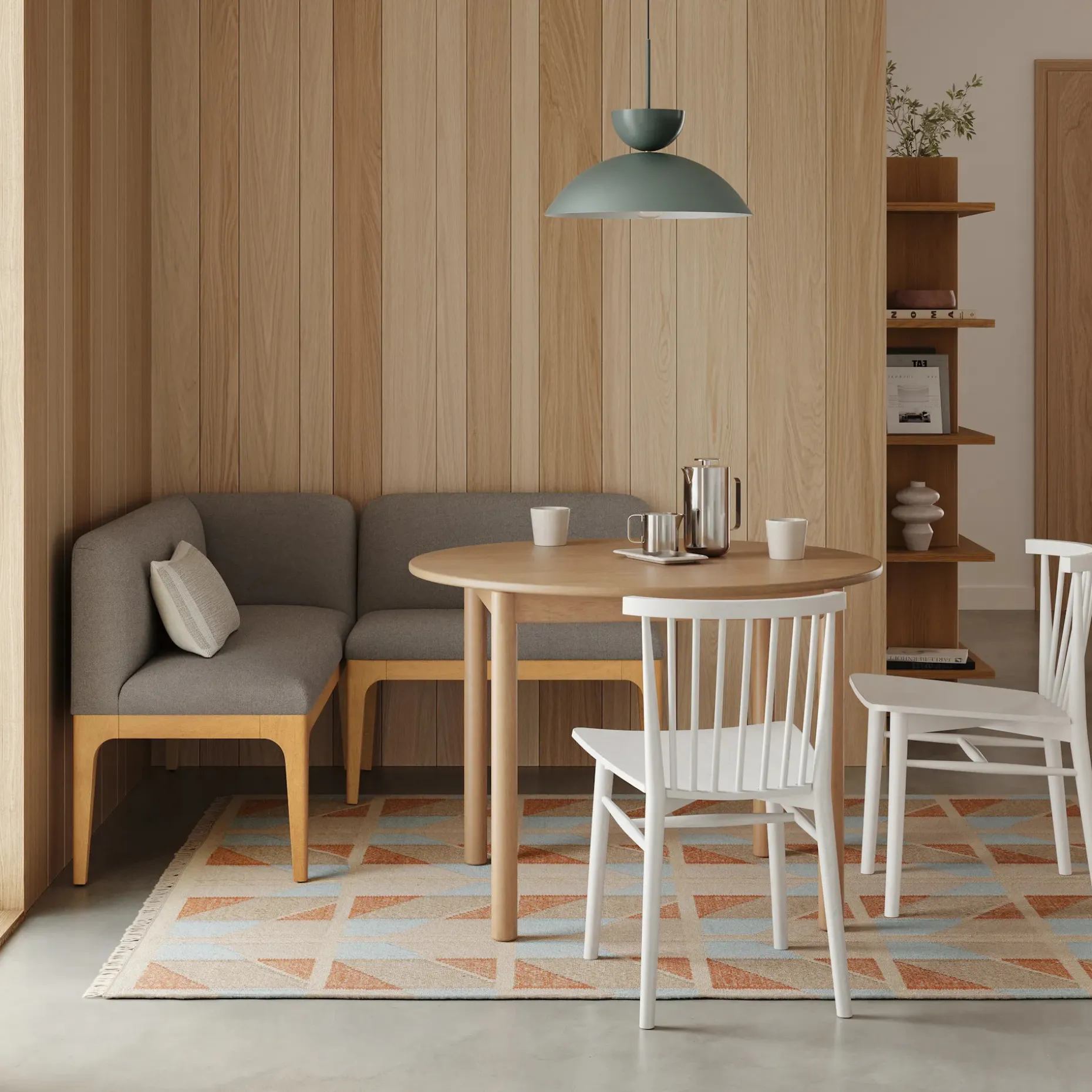 Rosin 34" Armless Banquette - Natural Oak and Hestia Gray