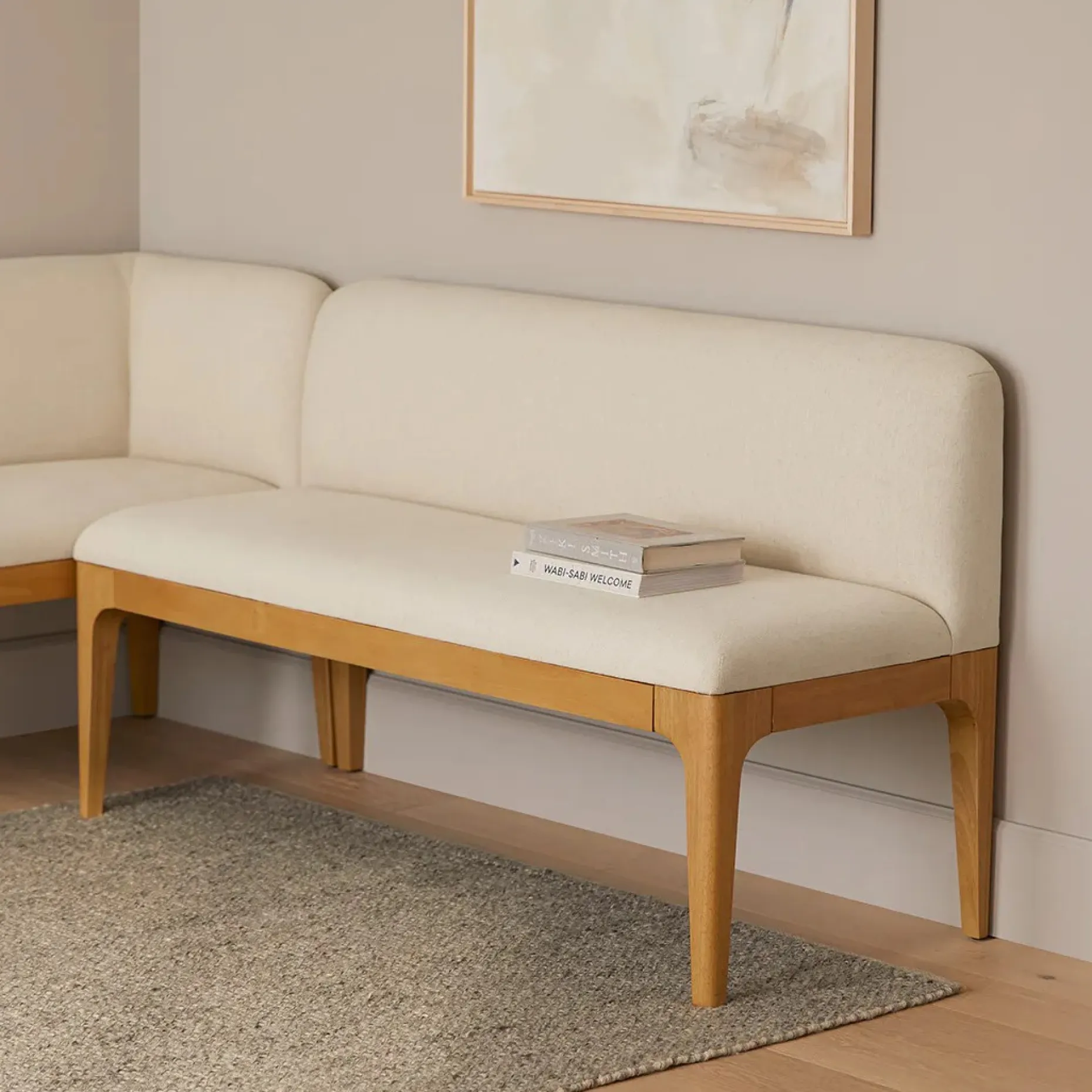 Rosin 53" Armless Banquette - Natural Oak and Sand Ivory