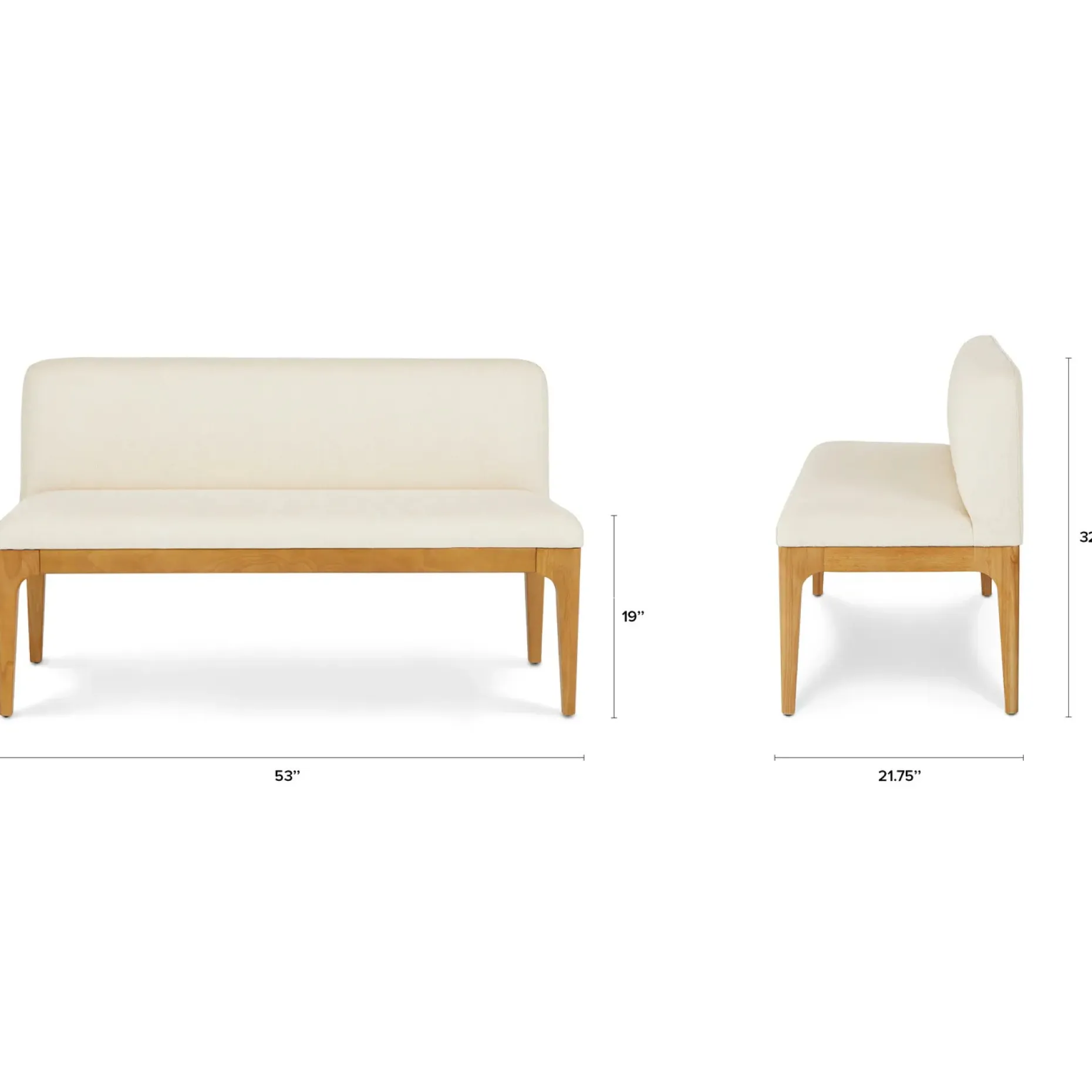 Rosin 53" Armless Banquette - Natural Oak and Sand Ivory
