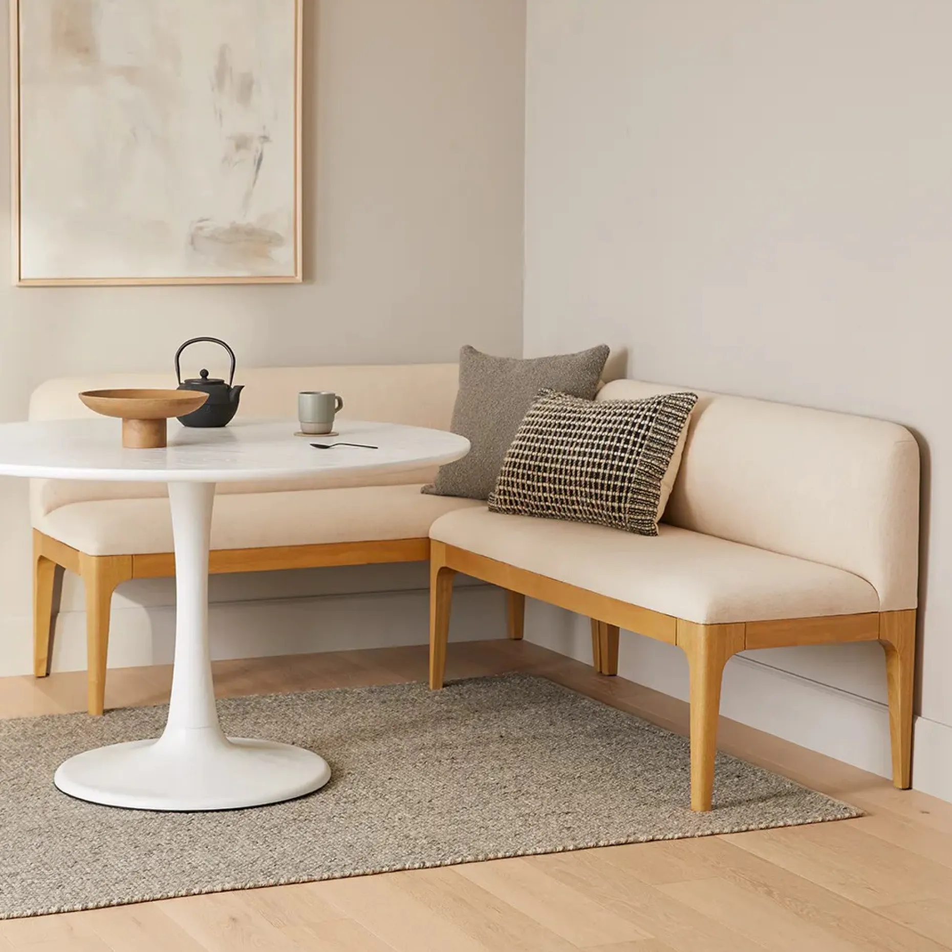 Rosin 53" Armless Banquette - Natural Oak and Sand Ivory