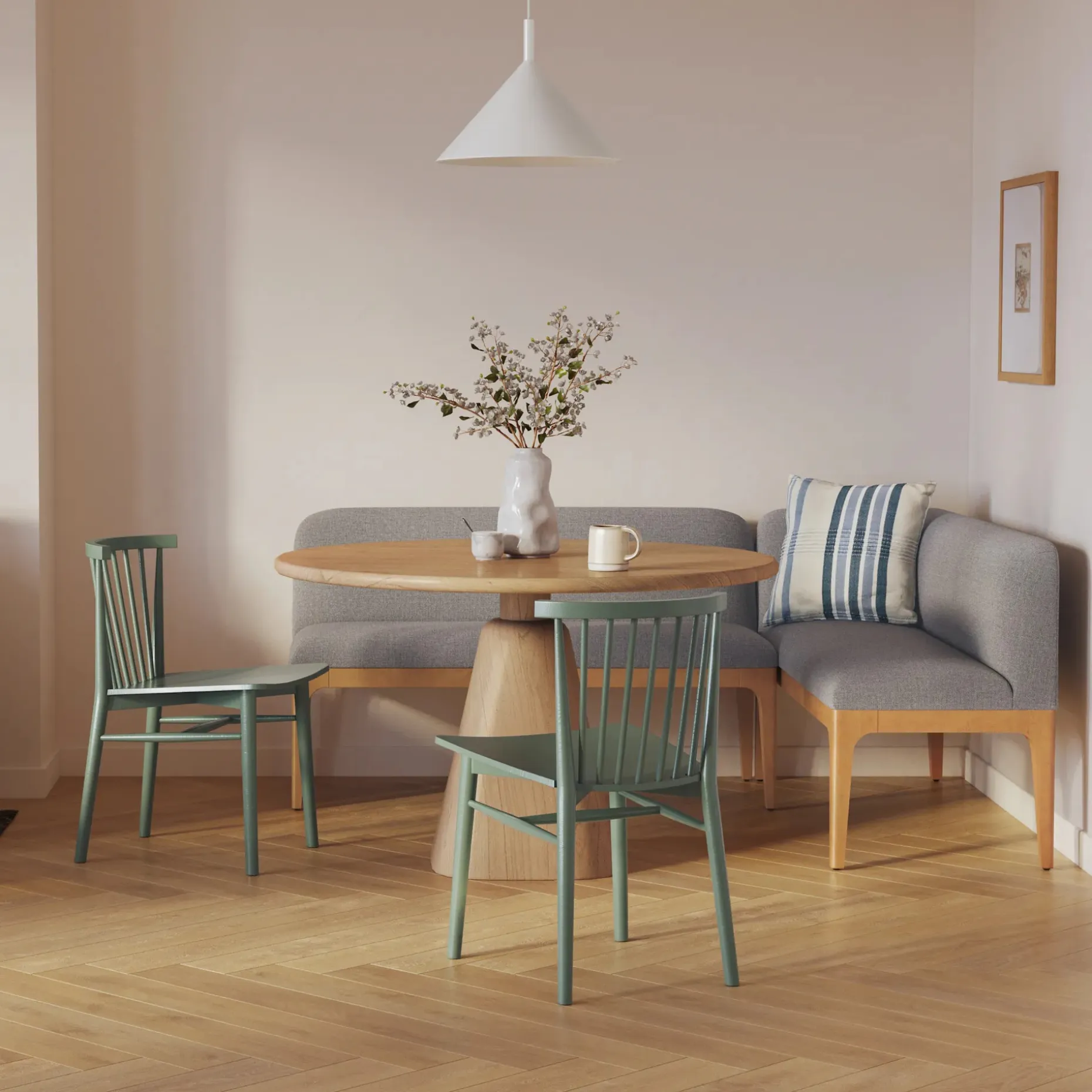 Rosin 53" Armless Banquette - Natural Oak and Hestia Gray