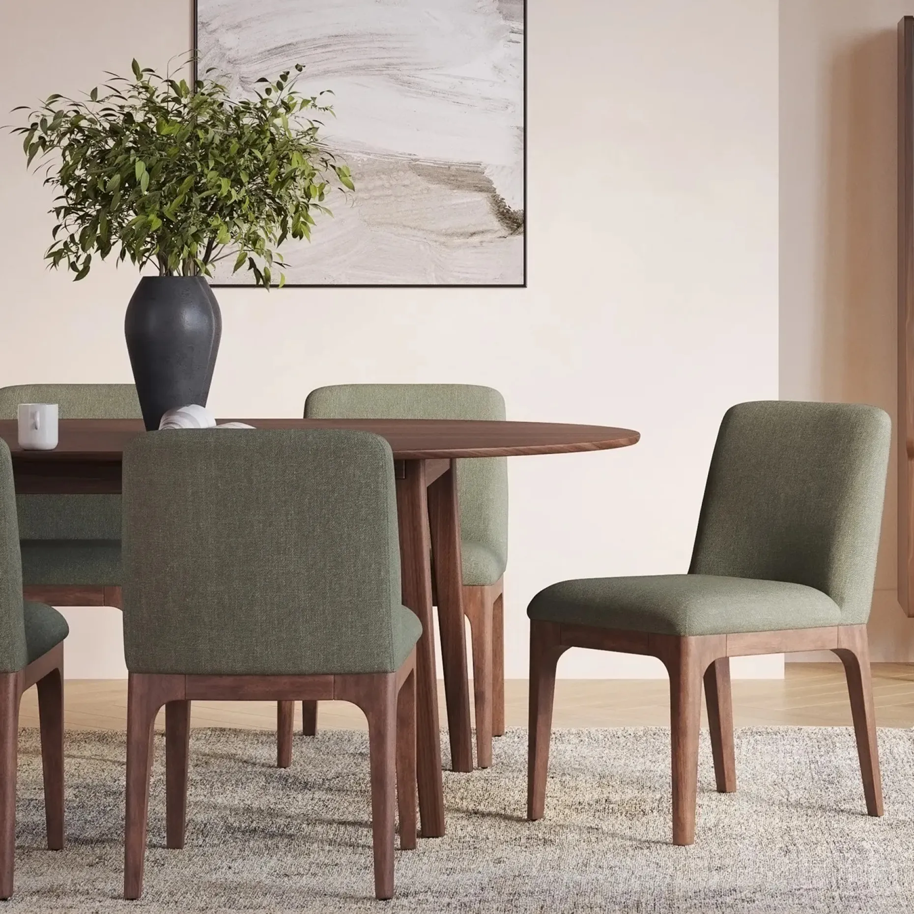 Rosin Dining Chair - Smoked Oak and Welsh Green