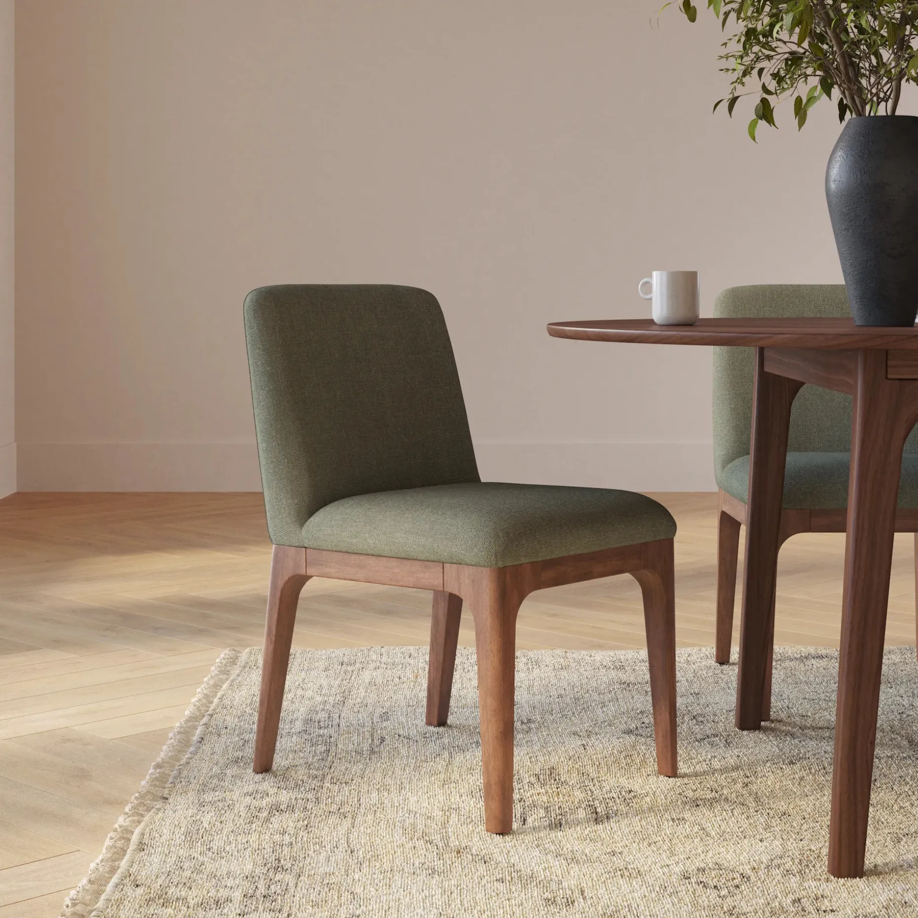 Rosin Dining Chair - Smoked Oak and Welsh Green