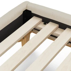 Rosin King Upholstered Bed - Natural Oak and Sand Ivory