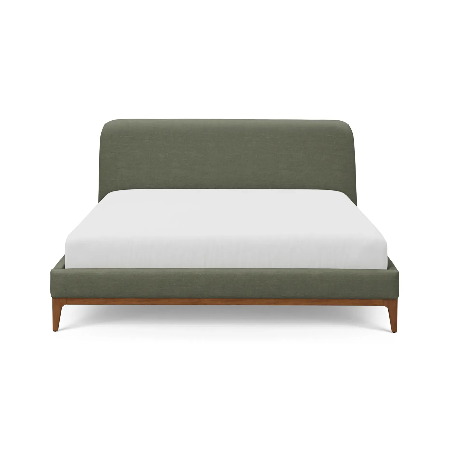 Rosin King Upholstered Bed - Smoked Oak and Welsh Green