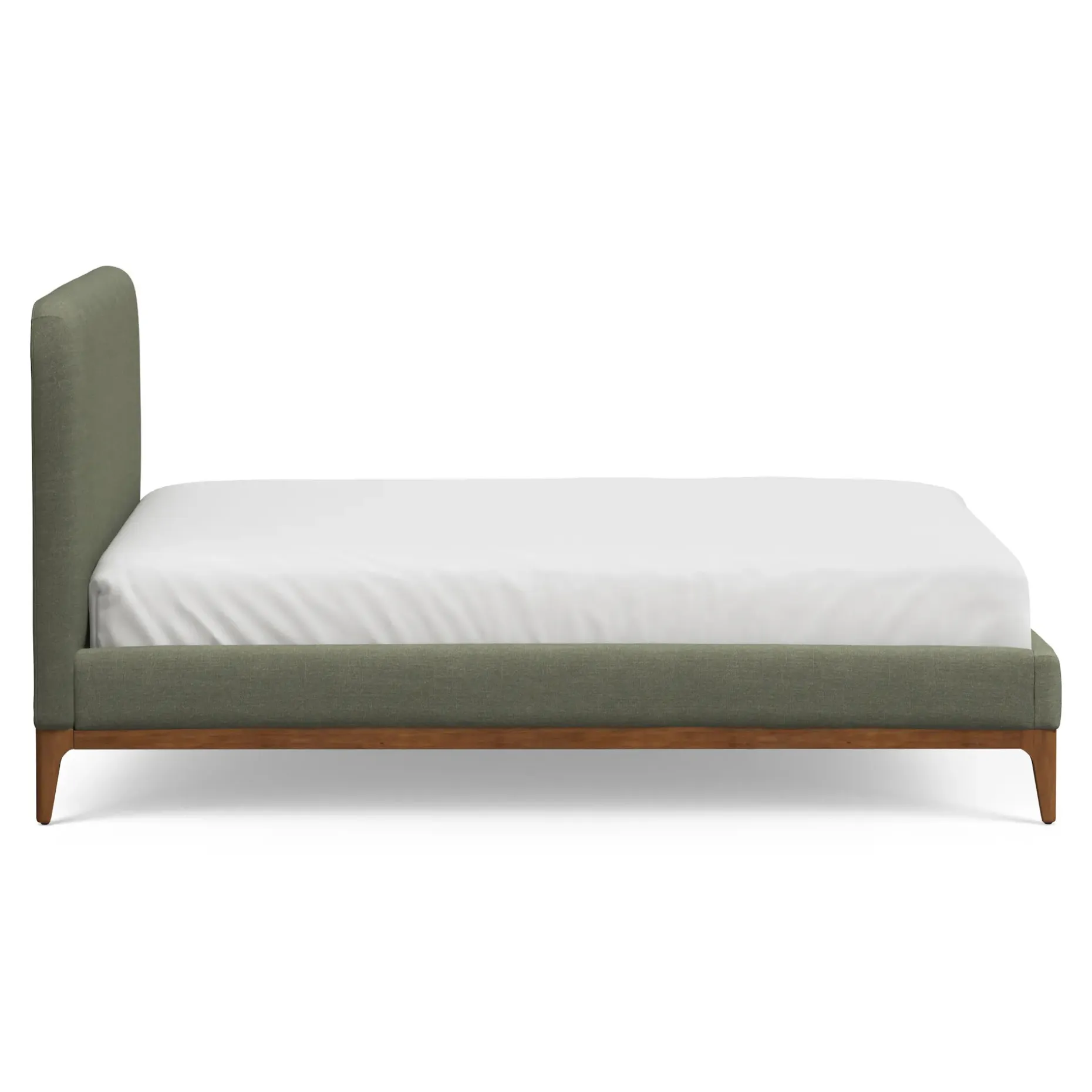 Rosin King Upholstered Bed - Smoked Oak and Welsh Green