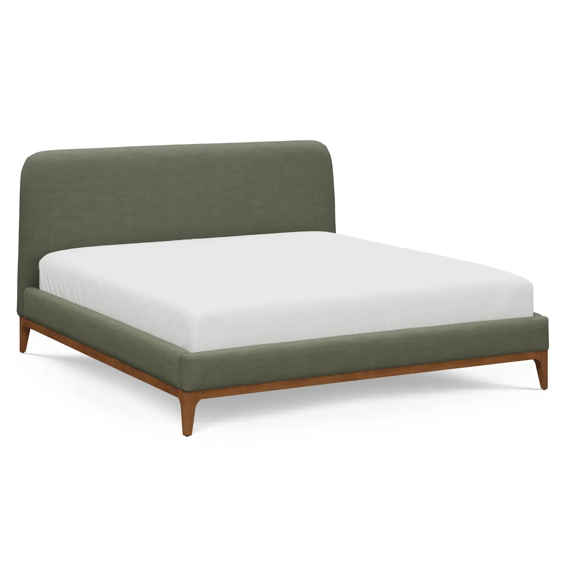 Rosin King Upholstered Bed - Smoked Oak and Welsh Green
