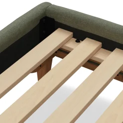 Rosin King Upholstered Bed - Smoked Oak and Welsh Green