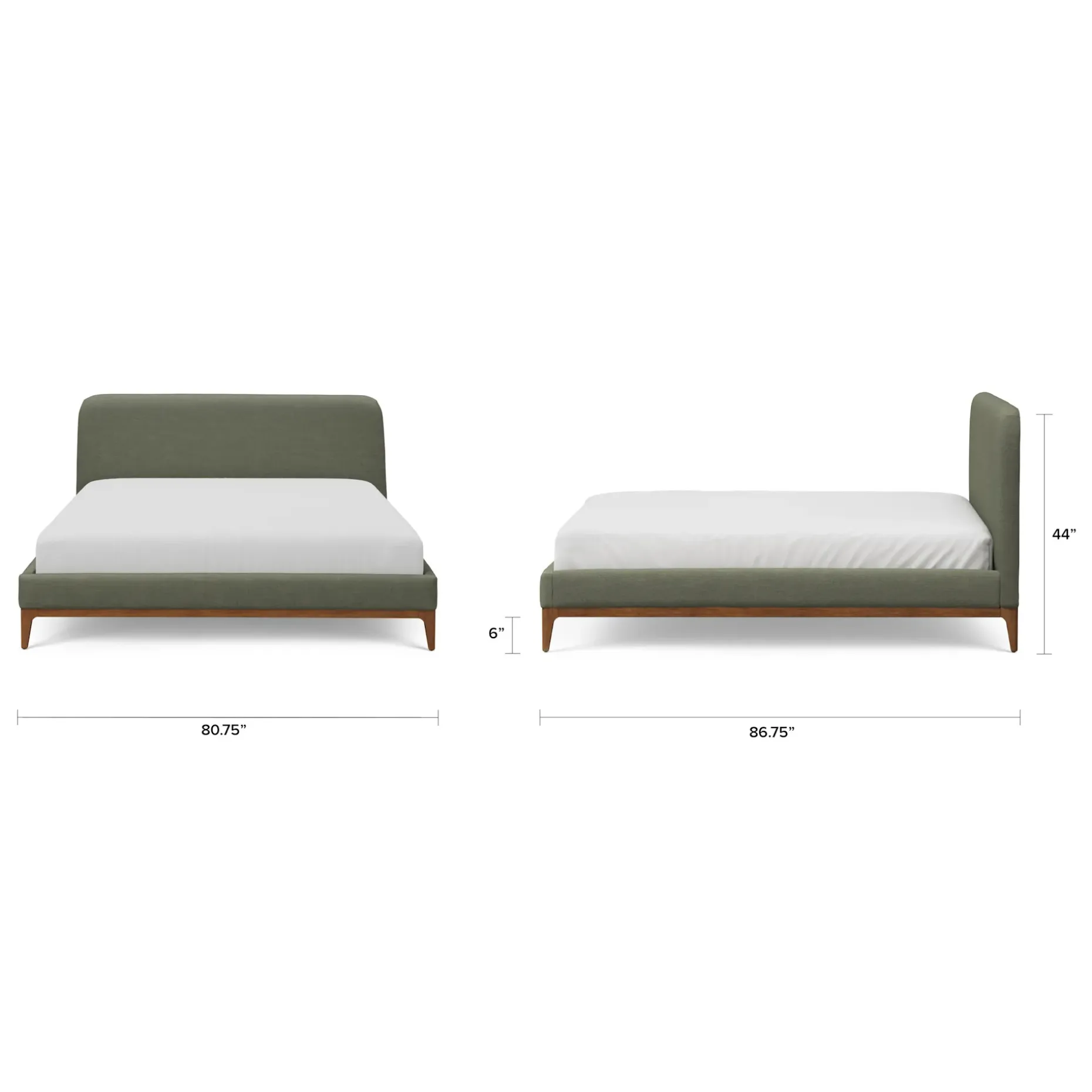 Rosin King Upholstered Bed - Smoked Oak and Welsh Green