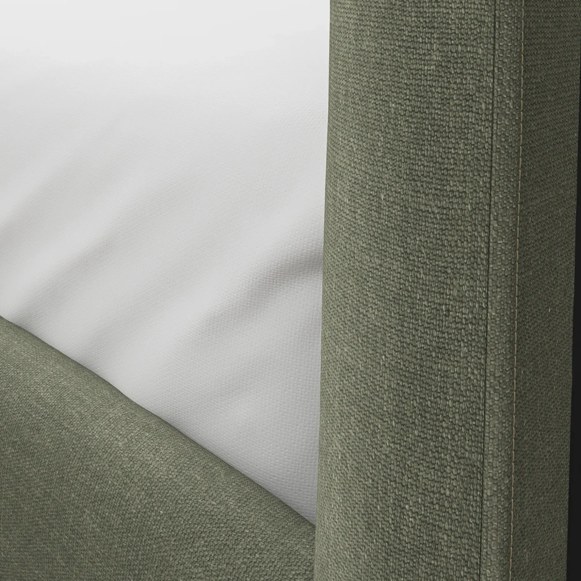 Rosin King Upholstered Bed - Smoked Oak and Welsh Green