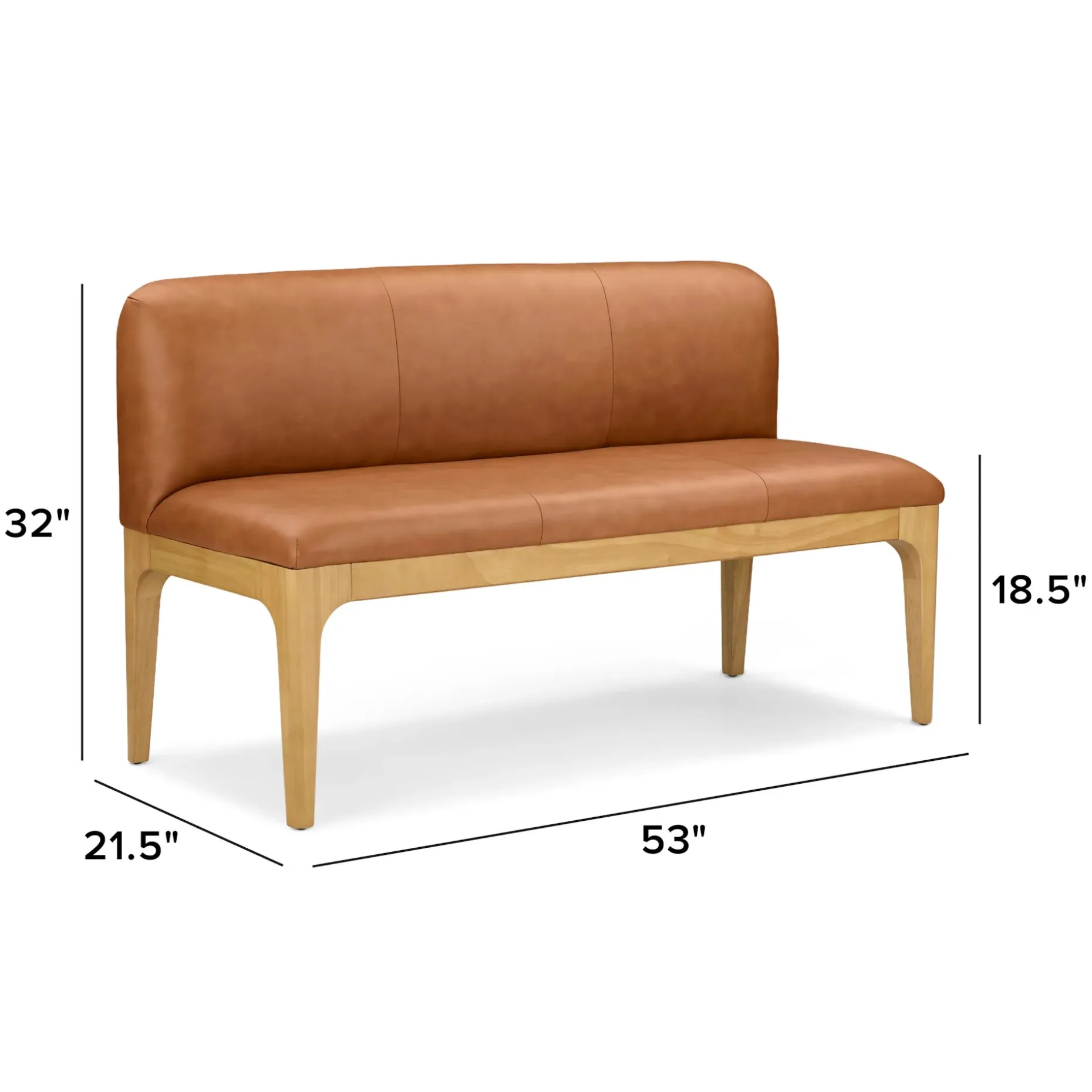 Rosin 53" Leather Armless Banquette - Natural Oak and Lucia Tan