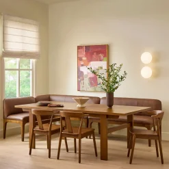 Rosin 53" Leather Armless Banquette - Smoked Oak and Lucia Brown