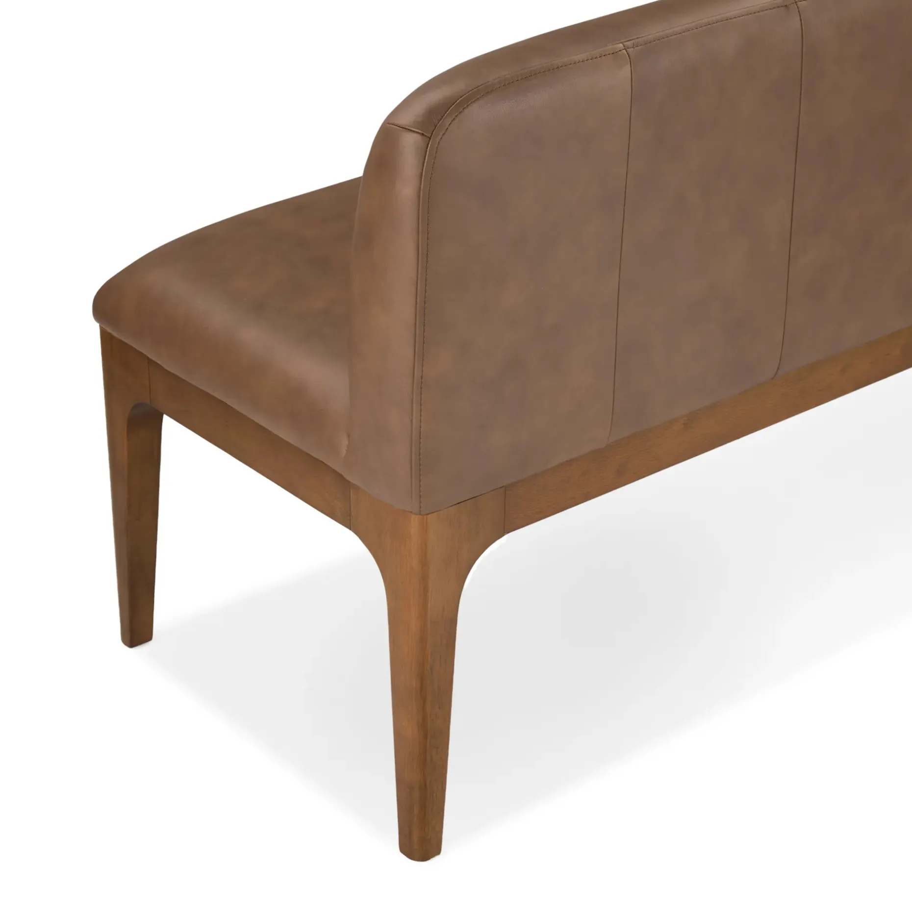 Rosin 53" Leather Armless Banquette - Smoked Oak and Lucia Brown