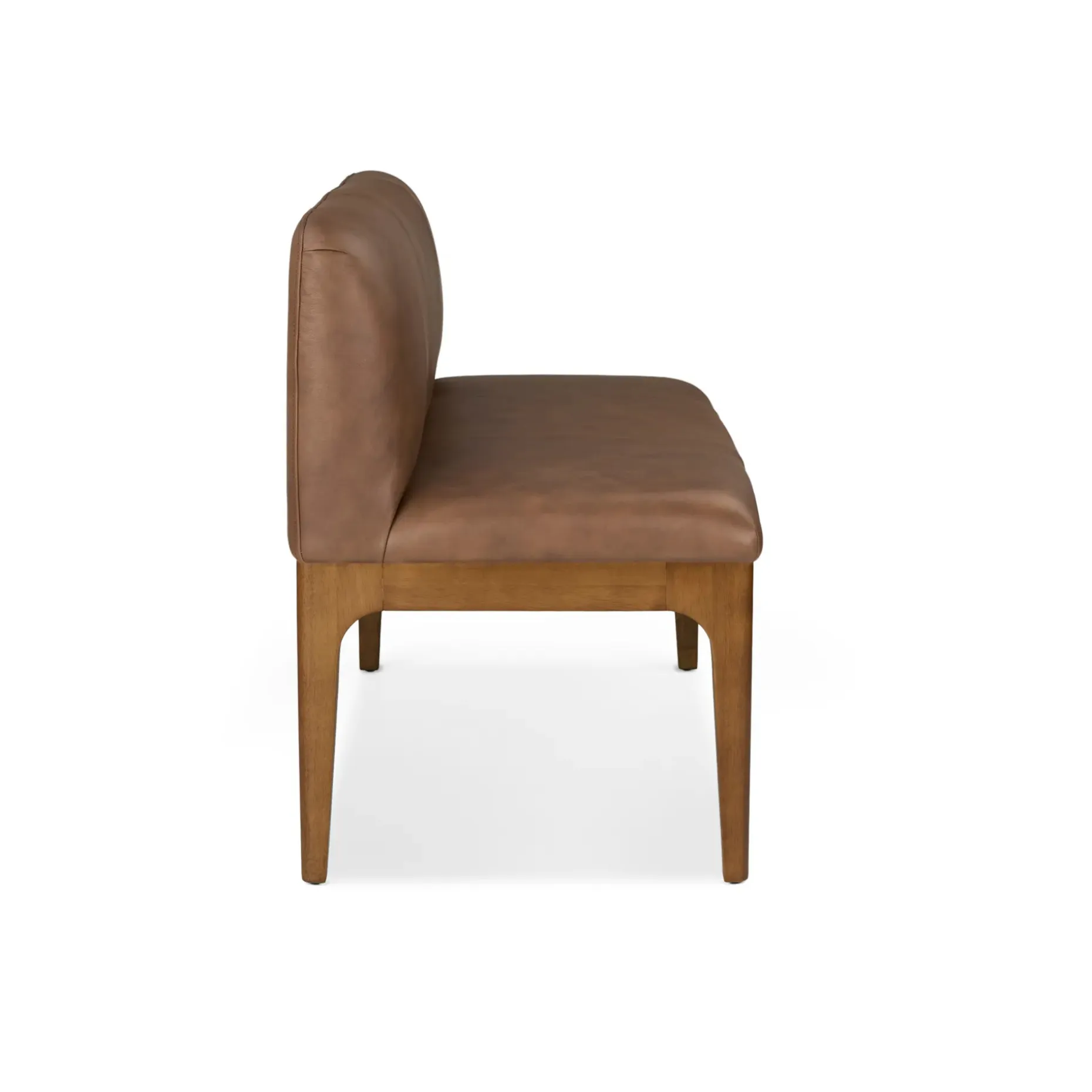Rosin 53" Leather Armless Banquette - Smoked Oak and Lucia Brown