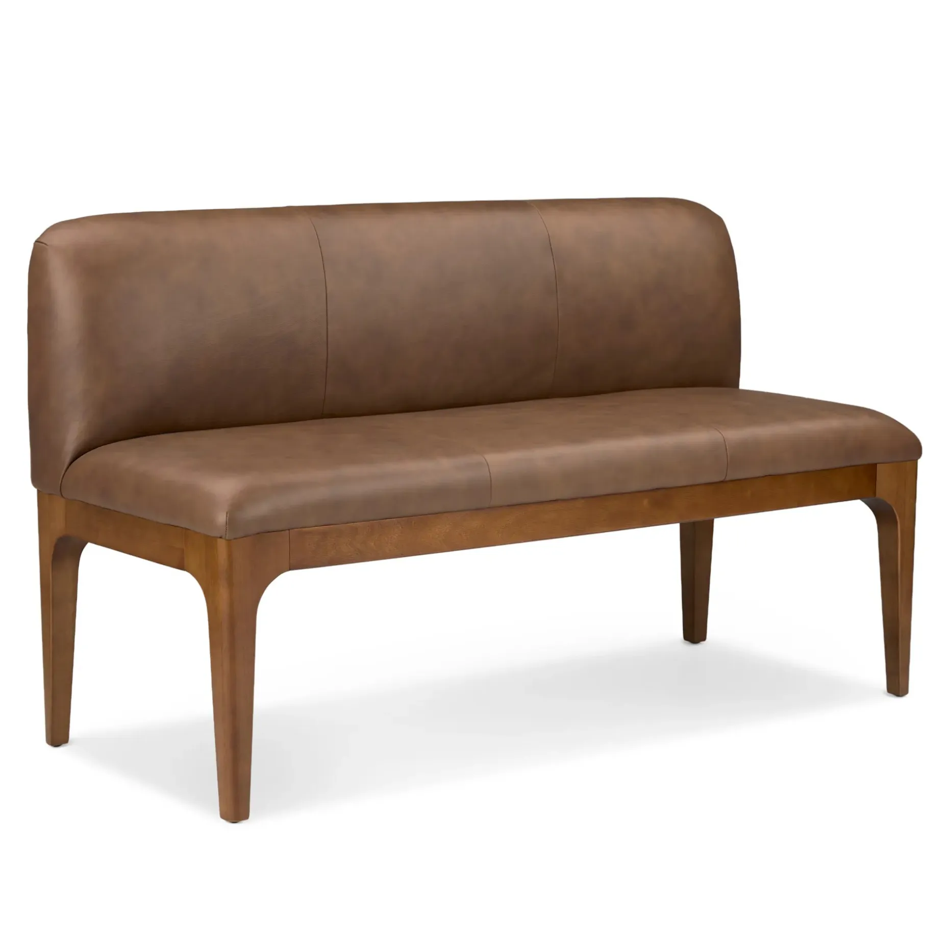 Rosin 53" Leather Armless Banquette - Smoked Oak and Lucia Brown