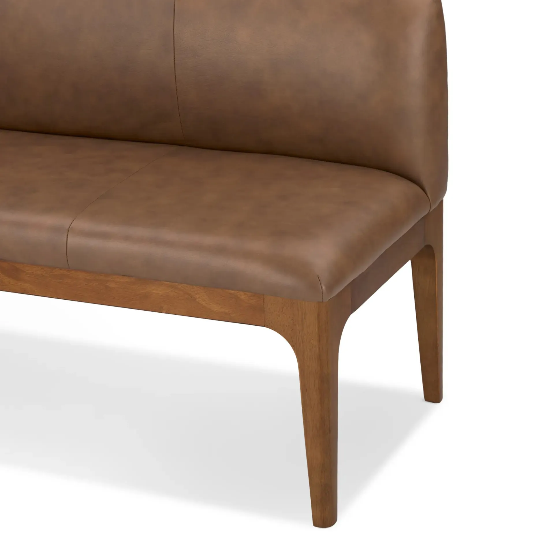Rosin 34" Leather Armless Banquette - Smoked Oak and Lucia Brown