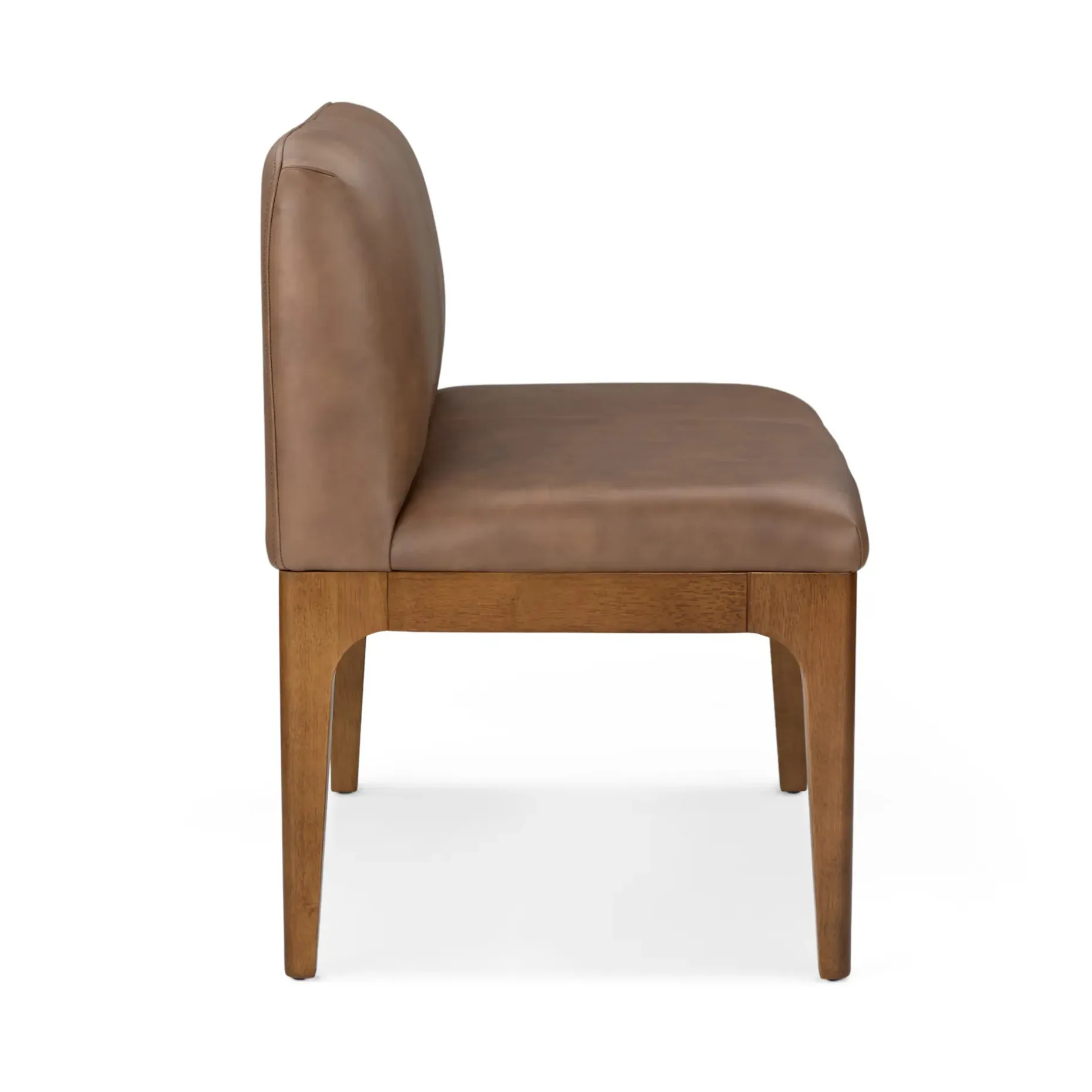 Rosin 34" Leather Armless Banquette - Smoked Oak and Lucia Brown