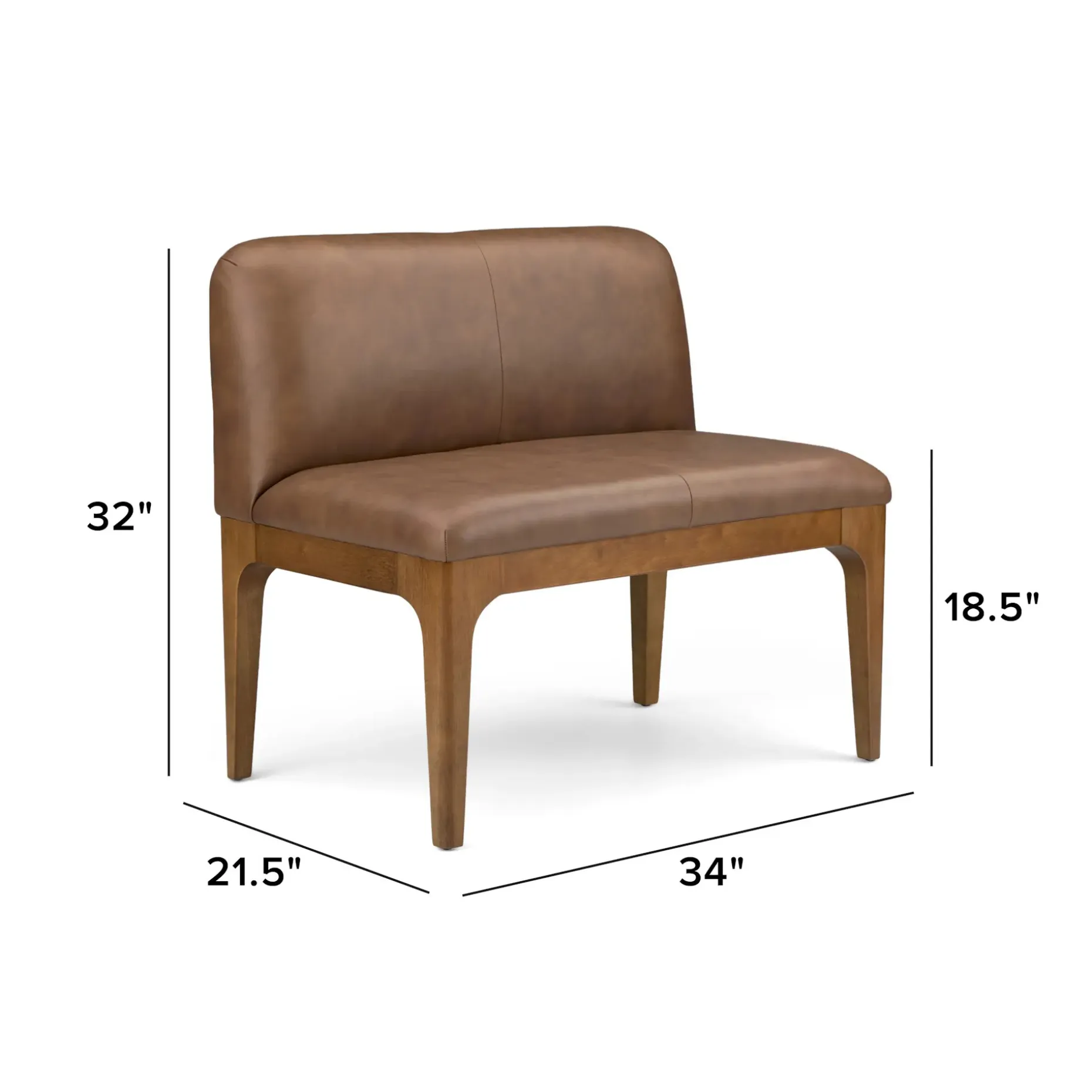 Rosin 34" Leather Armless Banquette - Smoked Oak and Lucia Brown