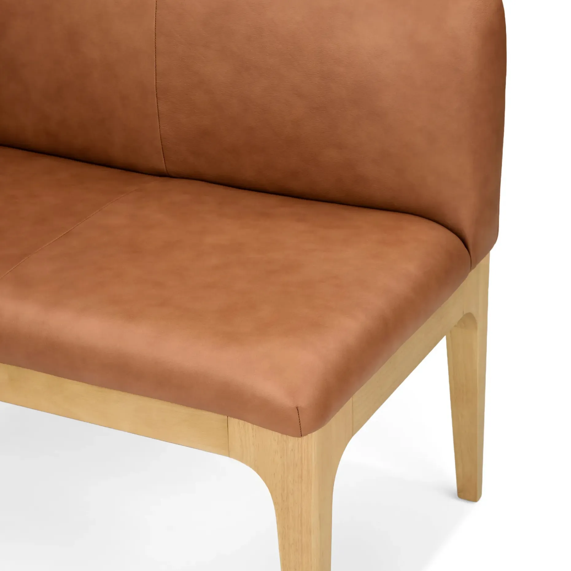 Rosin 34" Leather Armless Banquette - Natural Oak and Lucia Tan
