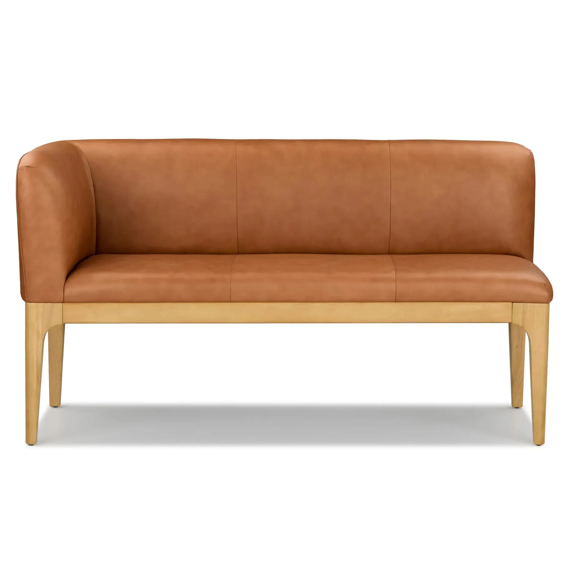 Rosin 56.75" Leather Left Corner Banquette - Natural Oak and Lucia Tan