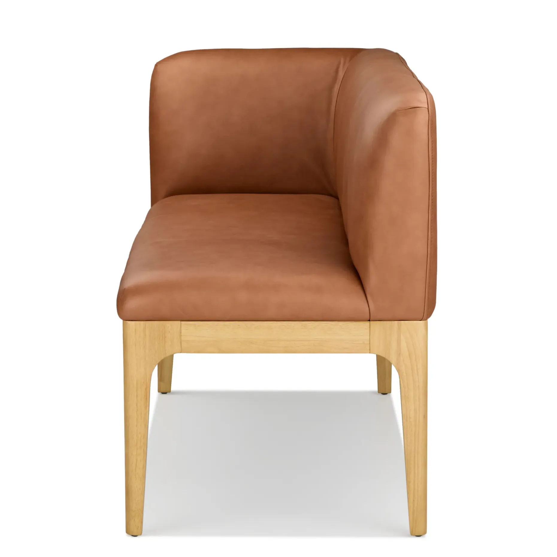 Rosin 56.75" Leather Left Corner Banquette - Natural Oak and Lucia Tan