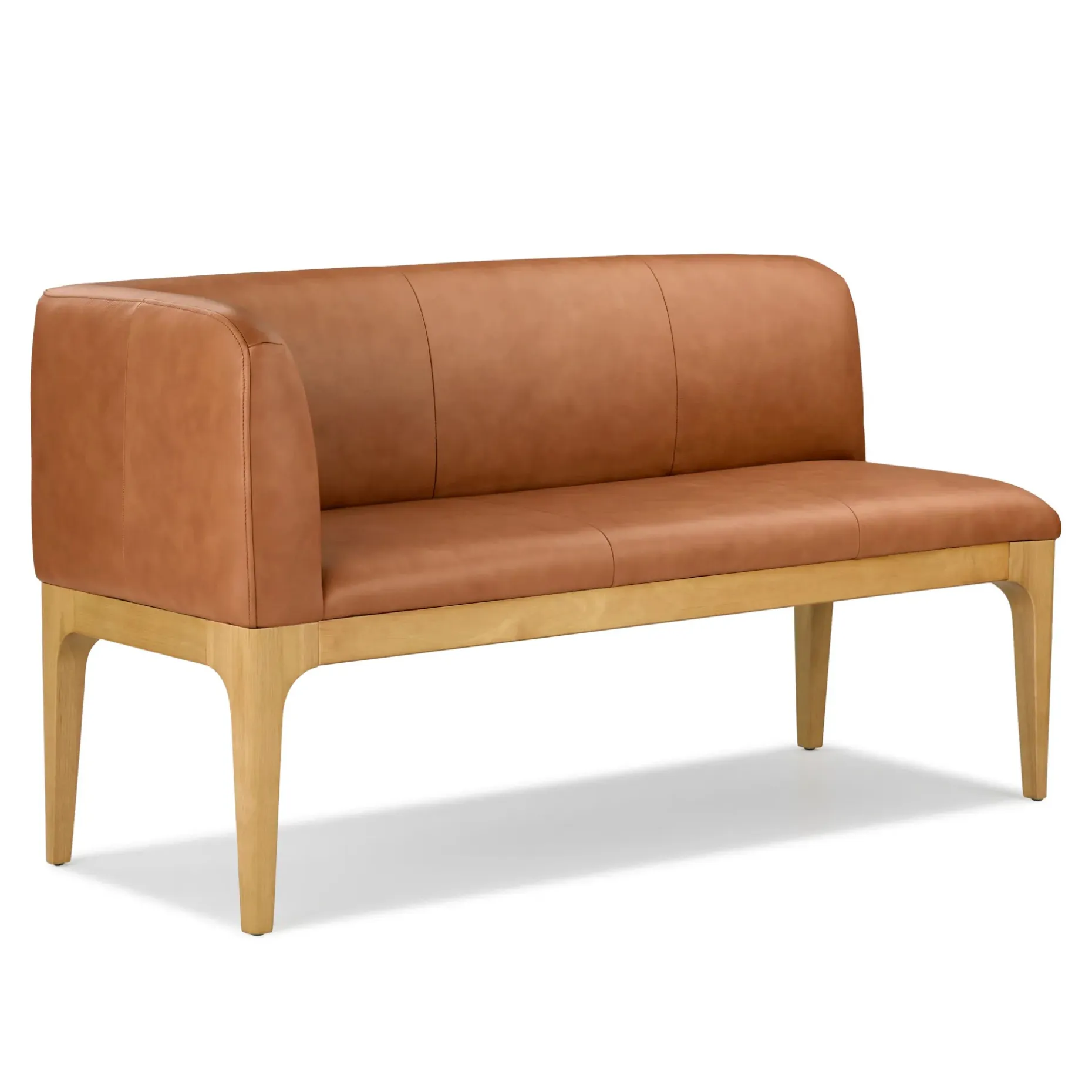 Rosin 56.75" Leather Left Corner Banquette - Natural Oak and Lucia Tan