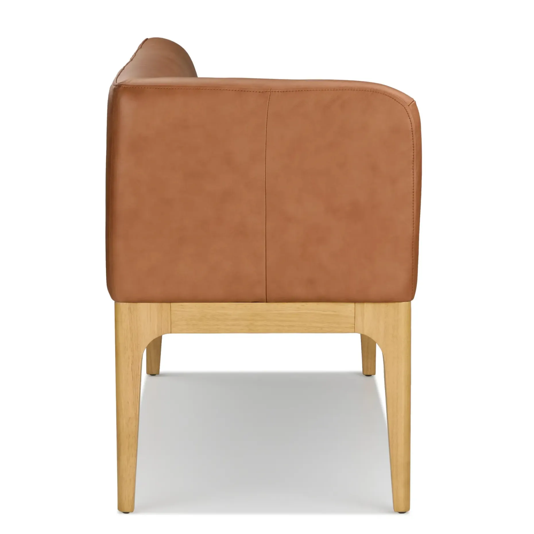 Rosin 56.75" Leather Left Corner Banquette - Natural Oak and Lucia Tan
