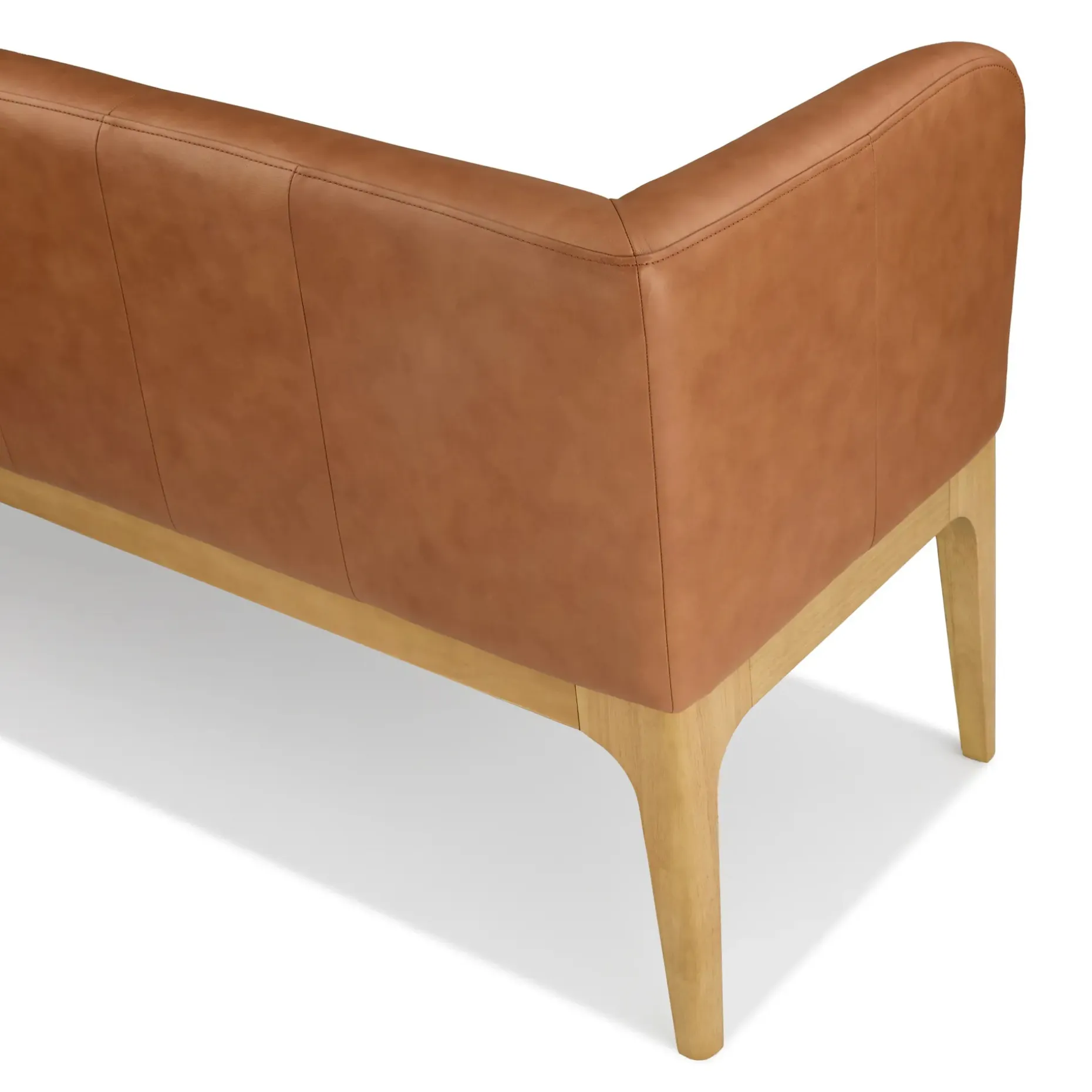 Rosin 56.75" Leather Left Corner Banquette - Natural Oak and Lucia Tan