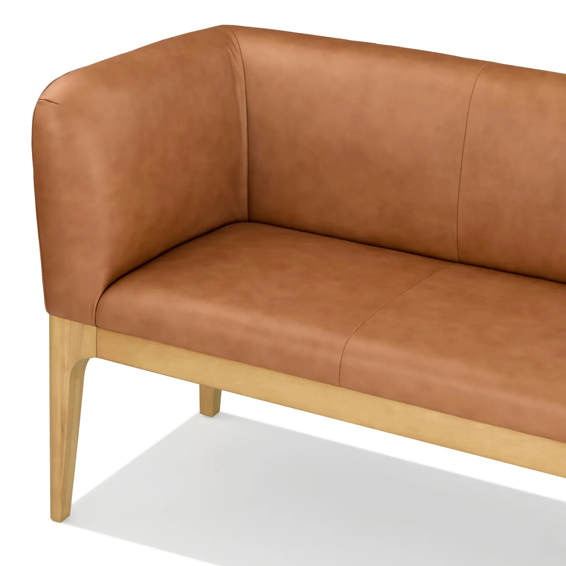 Rosin 56.75" Leather Left Corner Banquette - Natural Oak and Lucia Tan