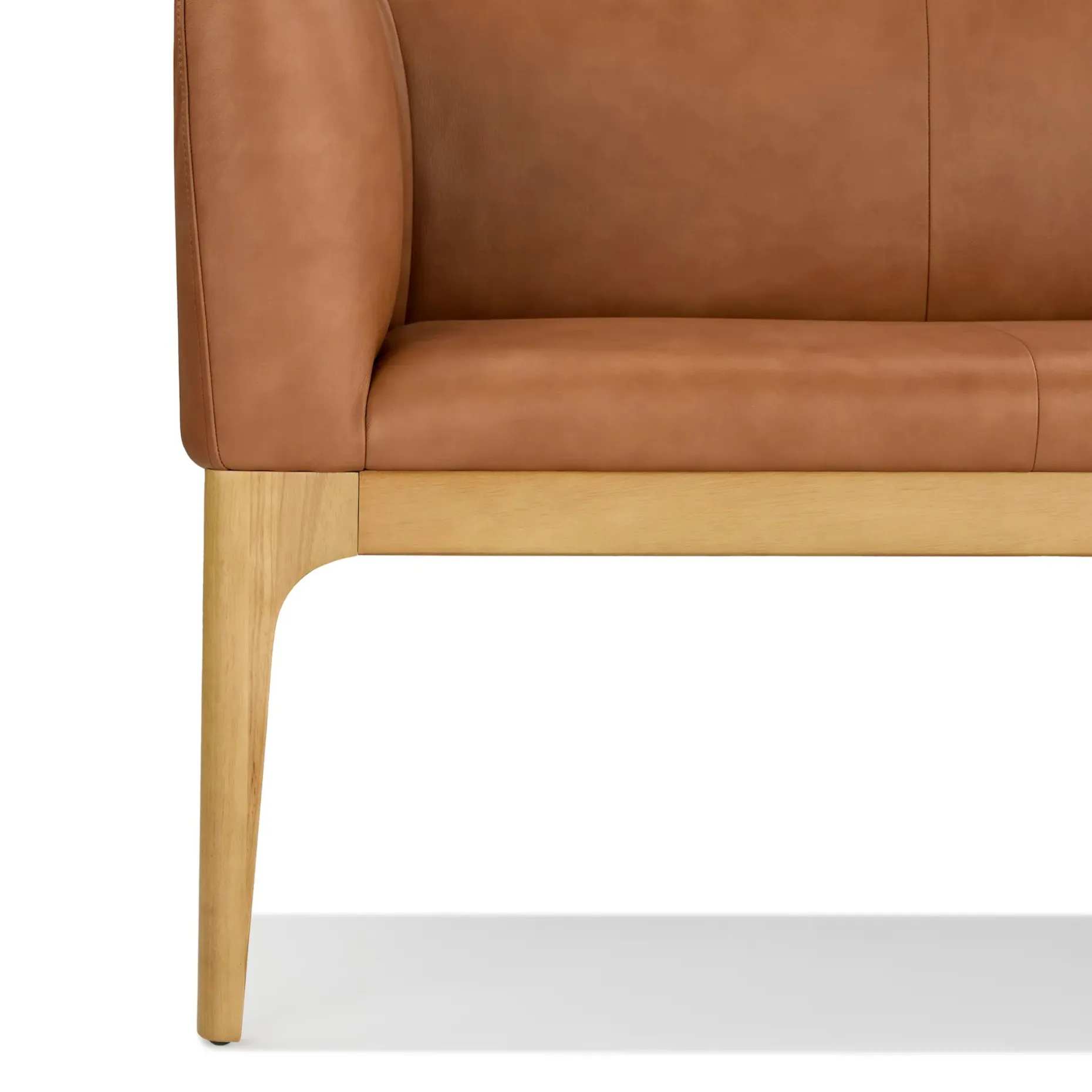Rosin 56.75" Leather Left Corner Banquette - Natural Oak and Lucia Tan