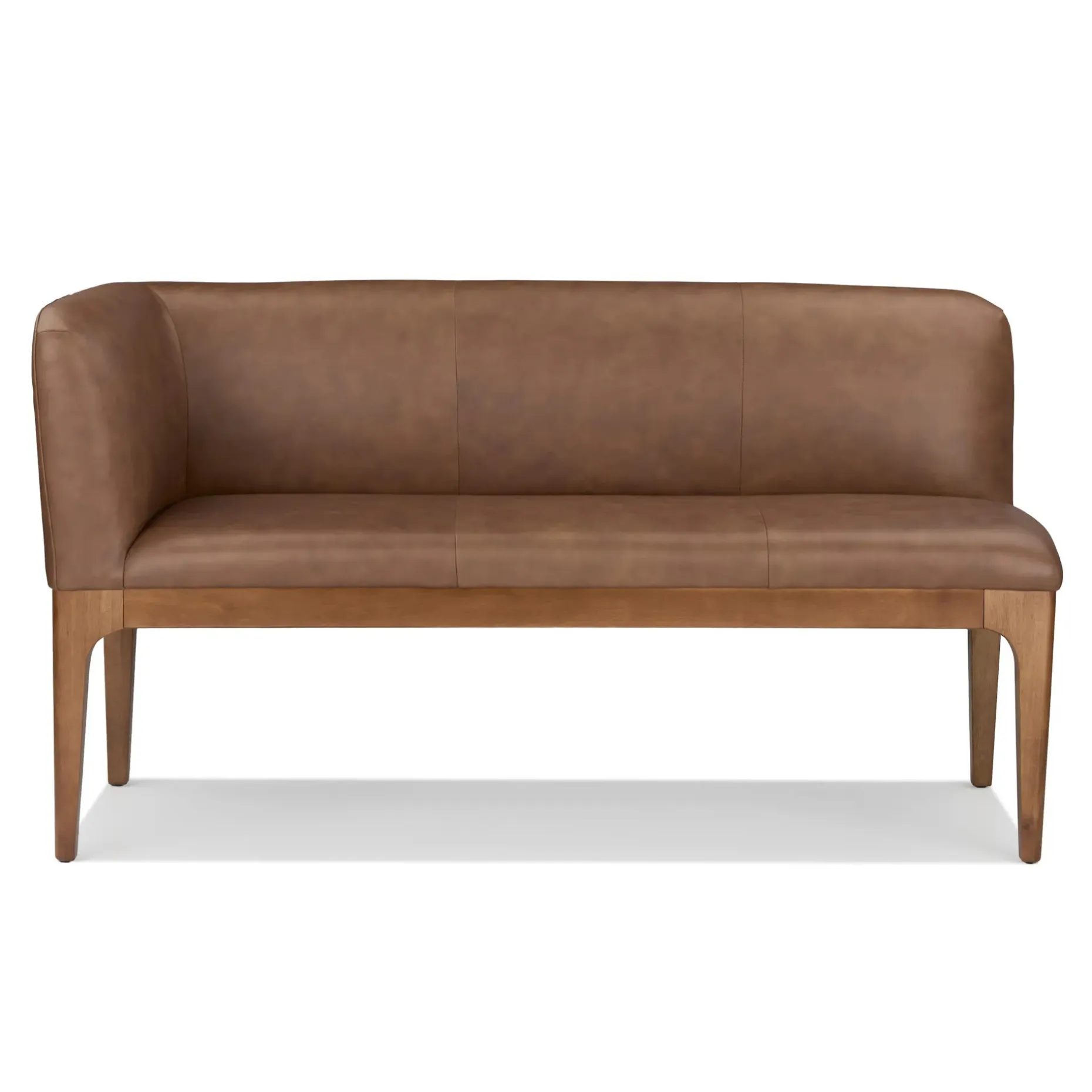 Rosin 56.75" Leather Left Corner Banquette - Smoked Oak and Lucia Brown