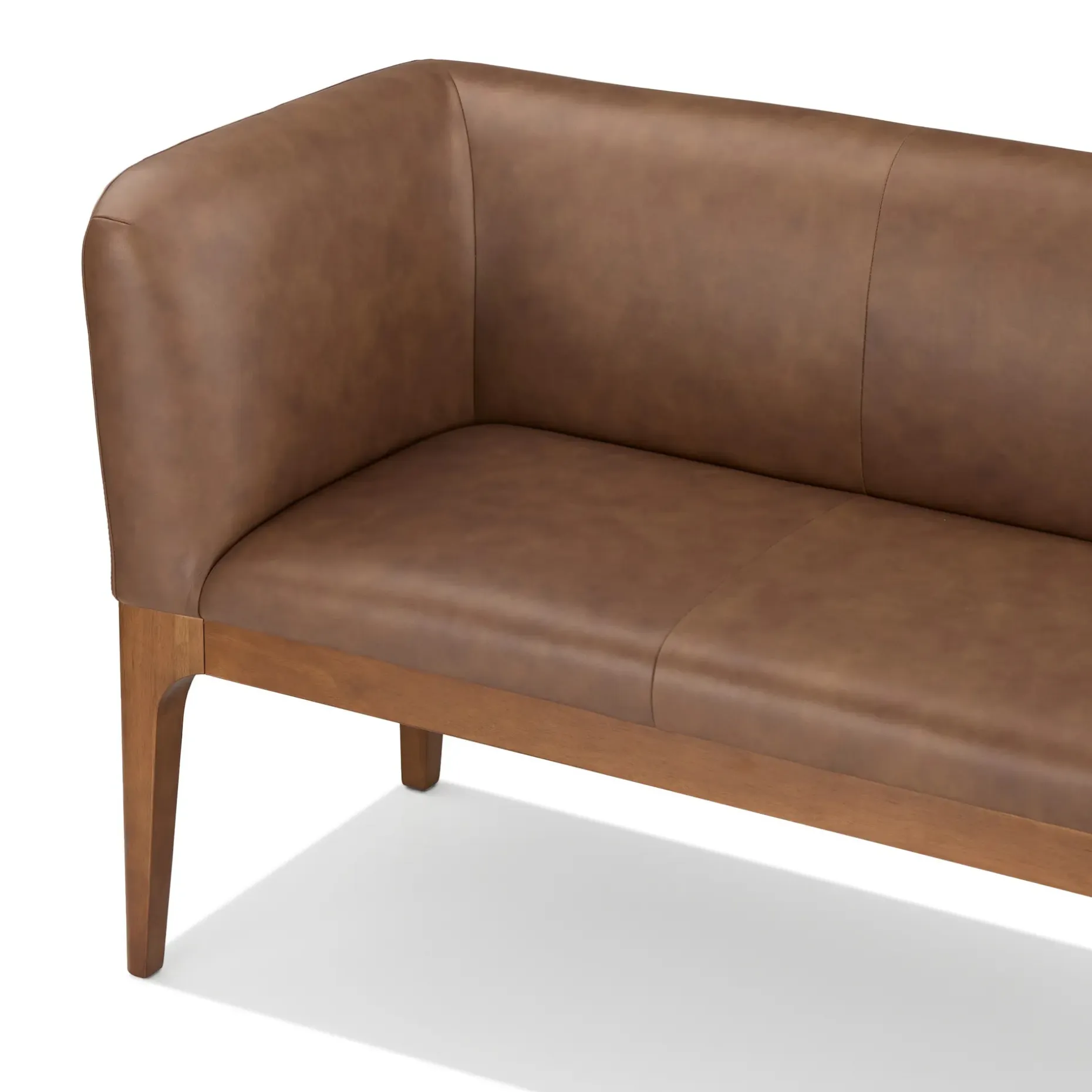 Rosin 56.75" Leather Left Corner Banquette - Smoked Oak and Lucia Brown