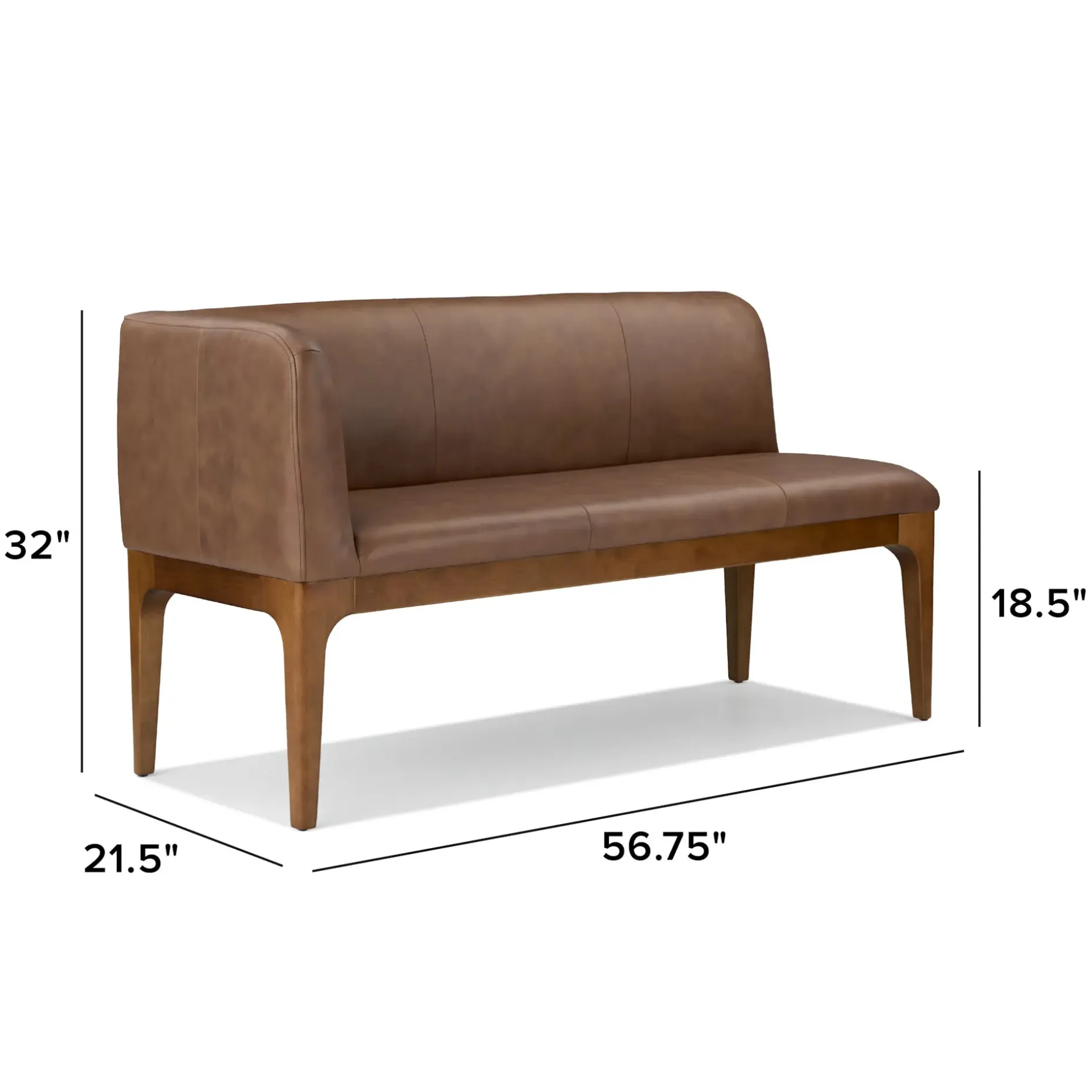 Rosin 56.75" Leather Left Corner Banquette - Smoked Oak and Lucia Brown