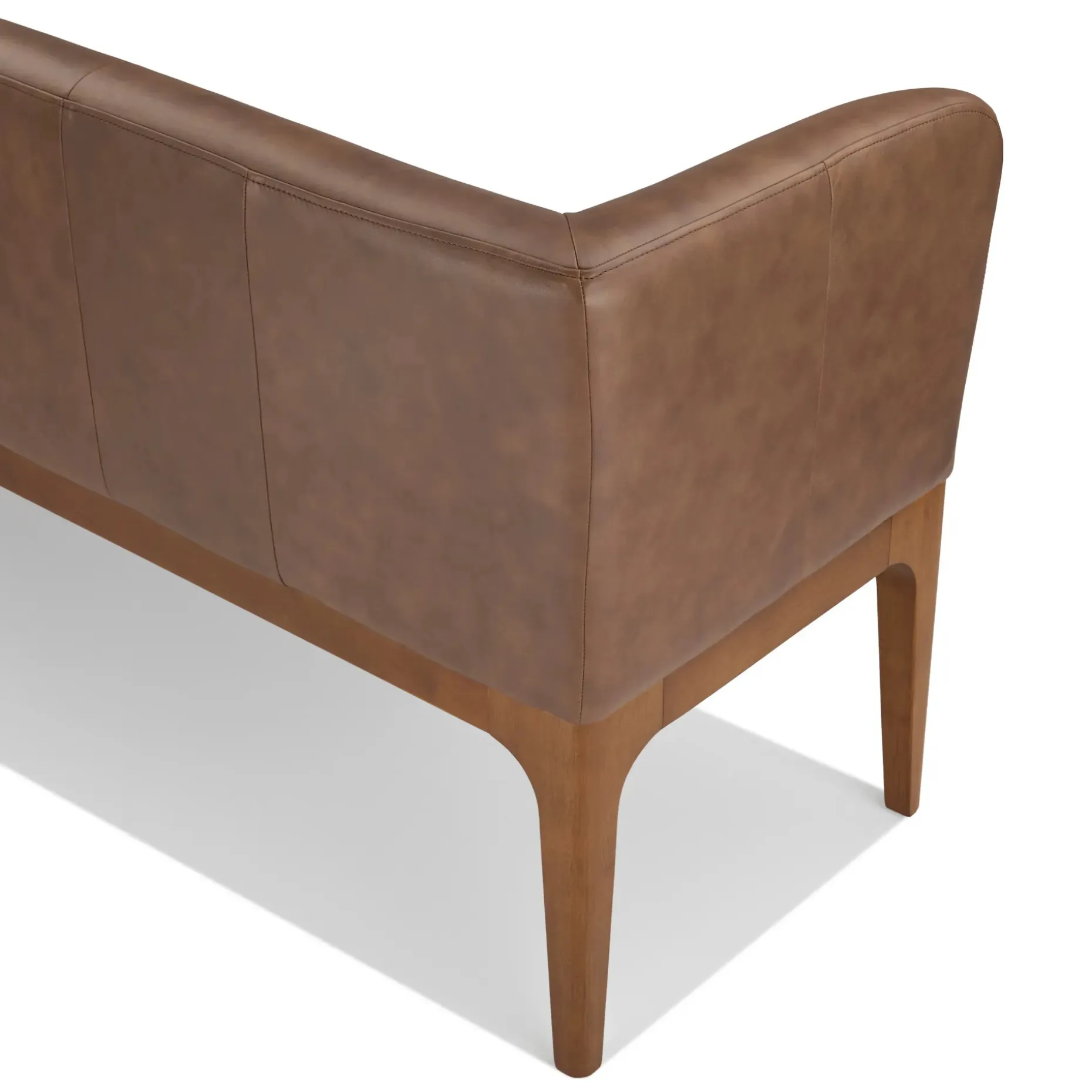 Rosin 56.75" Leather Left Corner Banquette - Smoked Oak and Lucia Brown