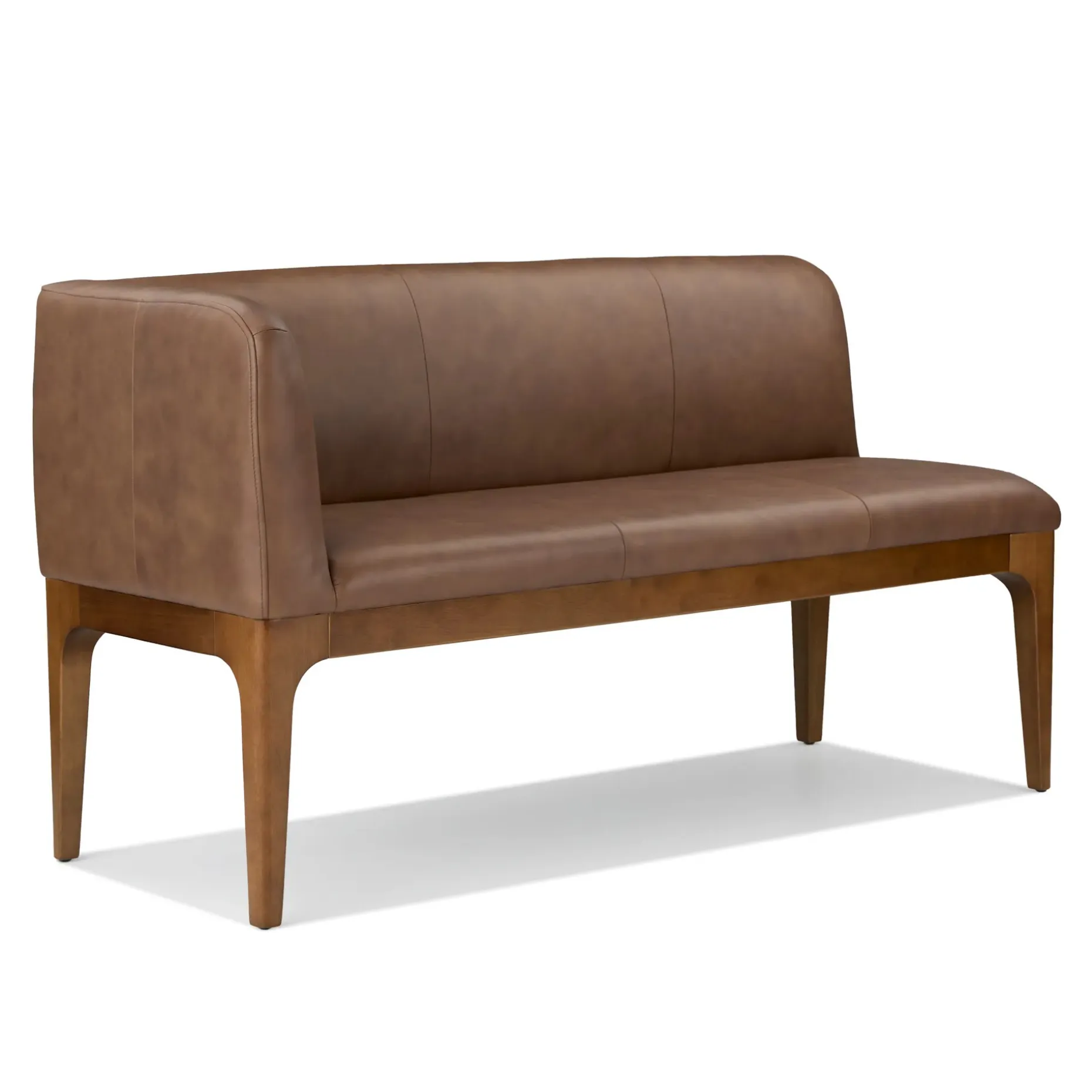 Rosin 56.75" Leather Left Corner Banquette - Smoked Oak and Lucia Brown