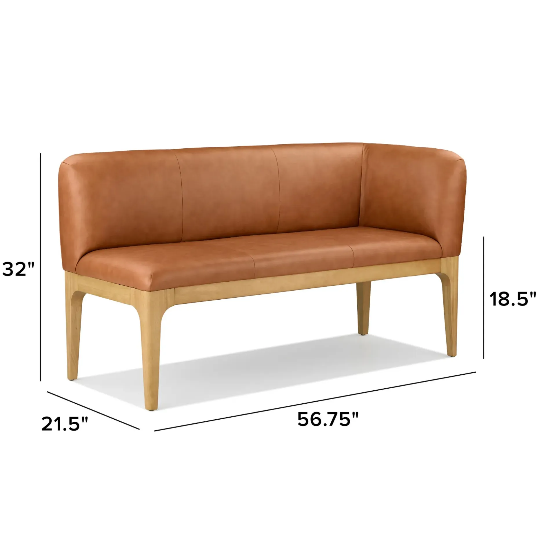 Rosin 56.75" Leather Right Corner Banquette - Natural Oak and Lucia Tan