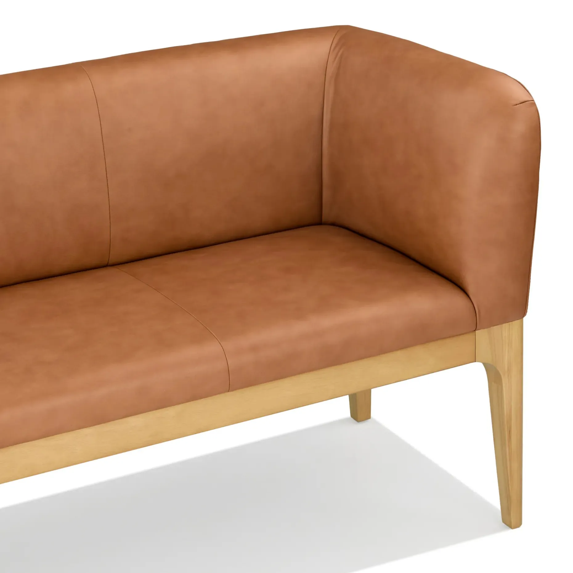 Rosin 56.75" Leather Right Corner Banquette - Natural Oak and Lucia Tan