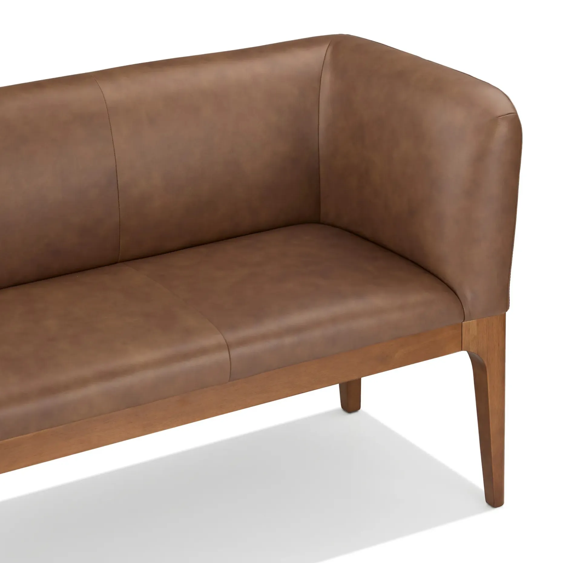 Rosin 56.75" Leather Right Corner Banquette - Smoked Oak and Lucia Brown