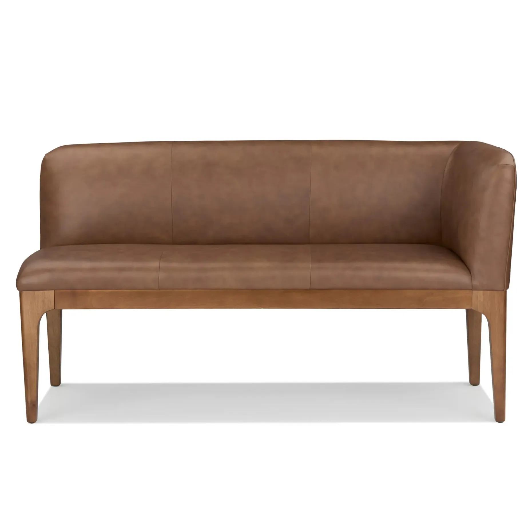 Rosin 56.75" Leather Right Corner Banquette - Smoked Oak and Lucia Brown
