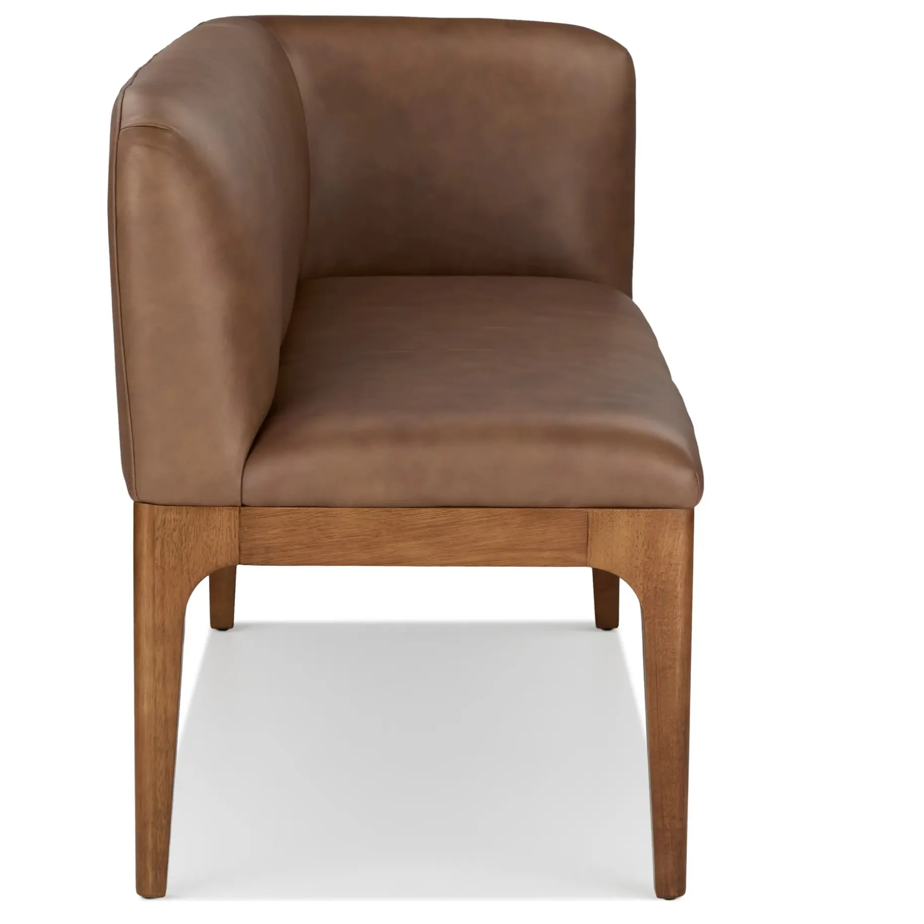 Rosin 56.75" Leather Right Corner Banquette - Smoked Oak and Lucia Brown