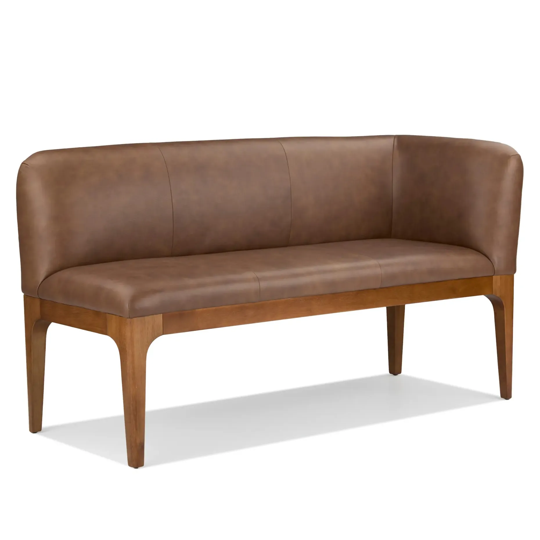 Rosin 56.75" Leather Right Corner Banquette - Smoked Oak and Lucia Brown