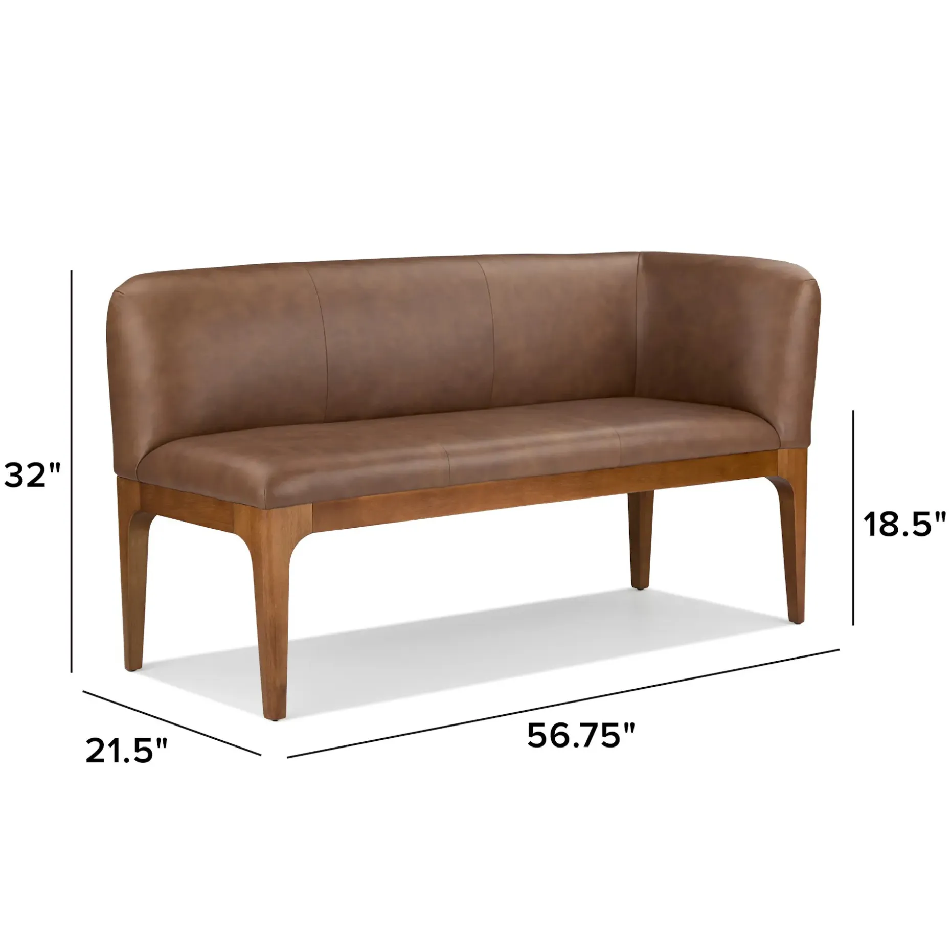 Rosin 56.75" Leather Right Corner Banquette - Smoked Oak and Lucia Brown