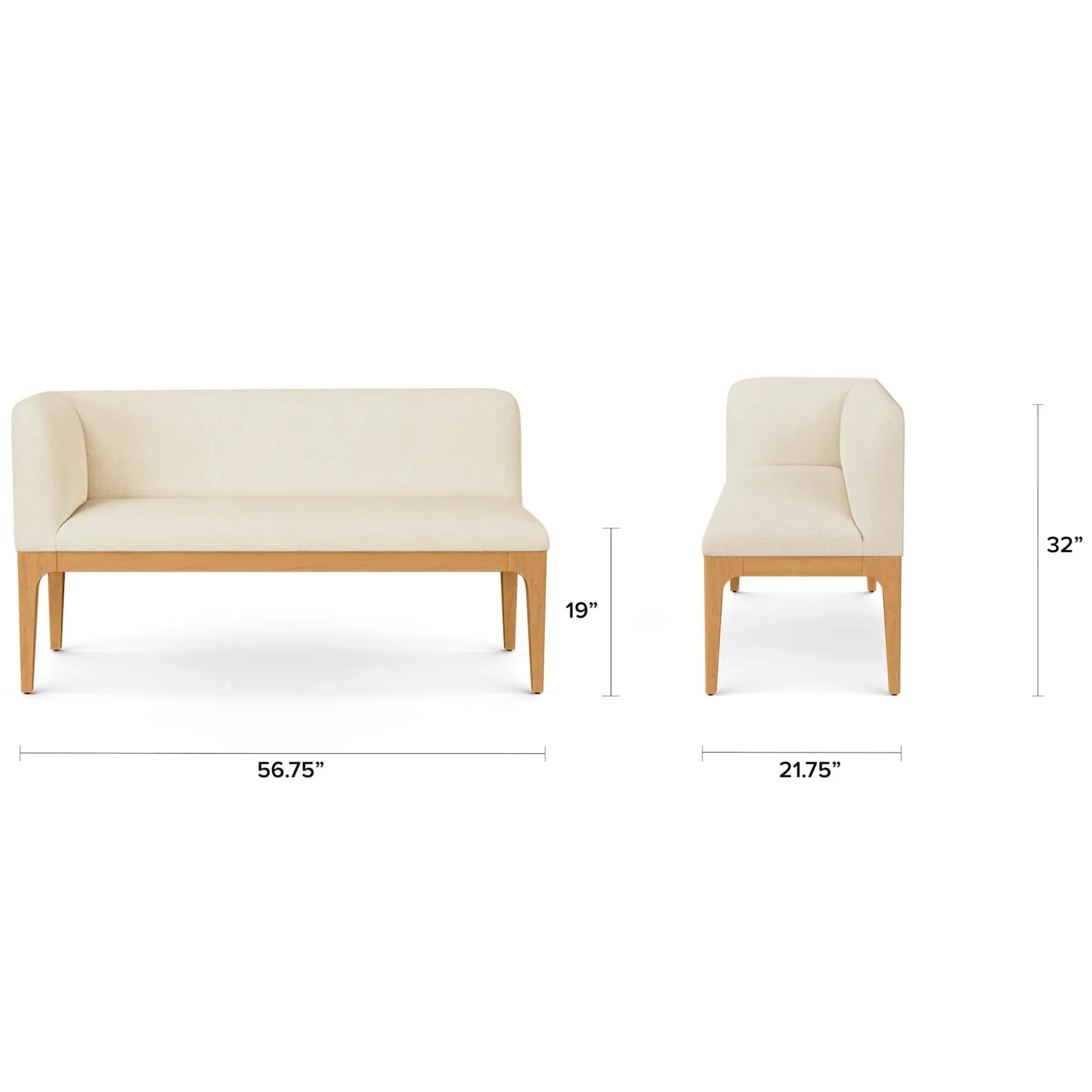 Rosin 56.75" Left Corner Banquette - Natural Oak and Sand Ivory
