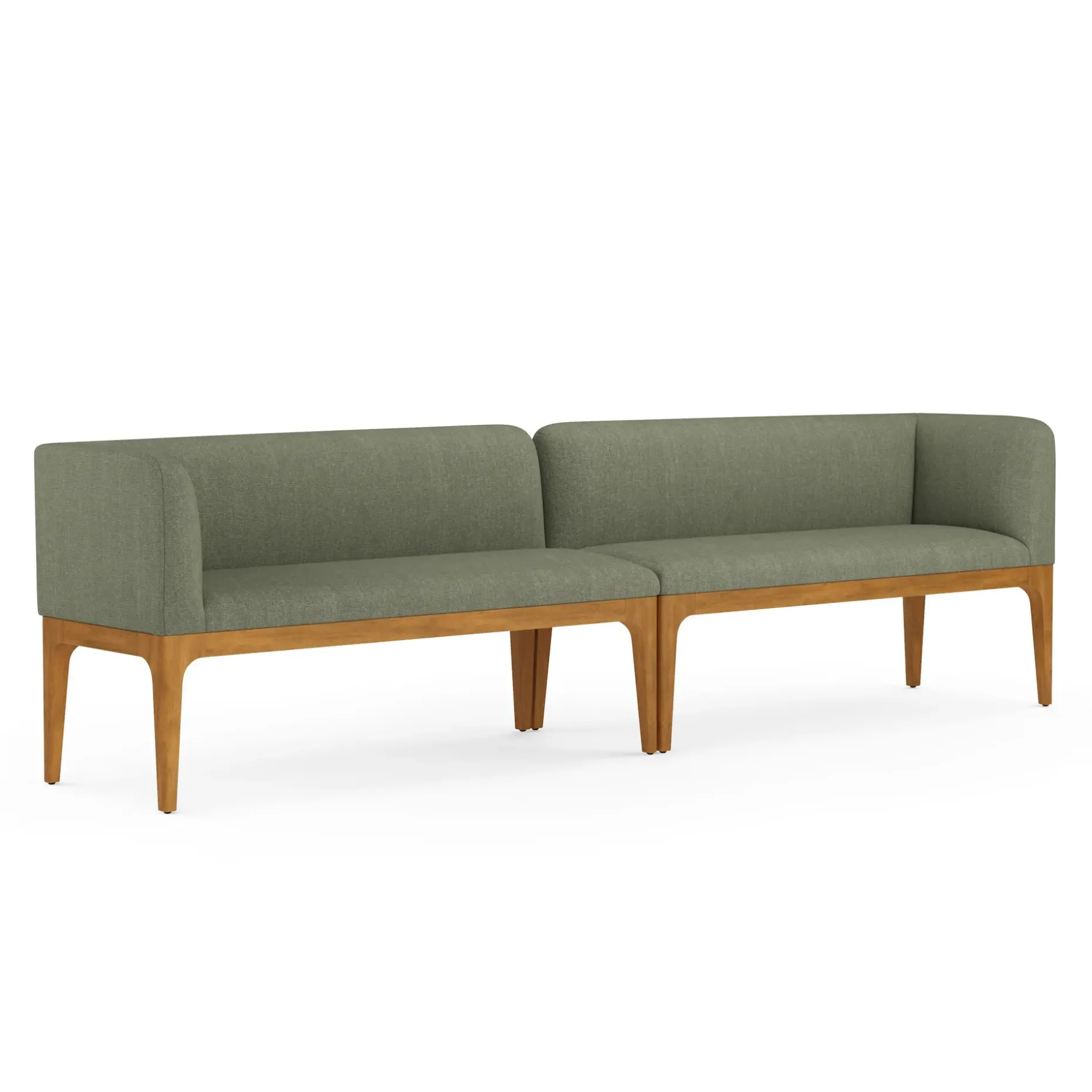 Rosin 113.5" Long Banquette Set - Smoked Oak and Welsh Green