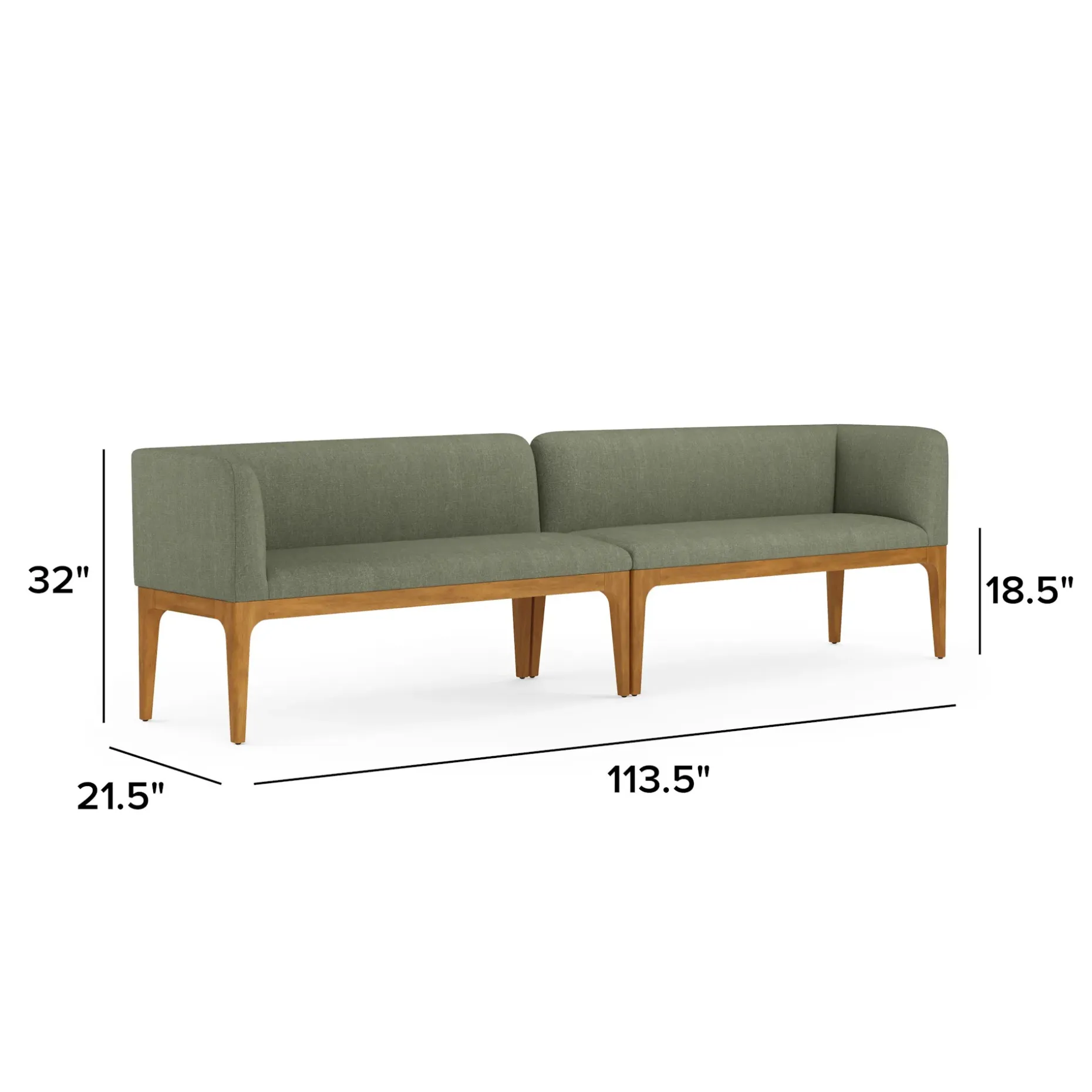 Rosin 113.5" Long Banquette Set - Smoked Oak and Welsh Green