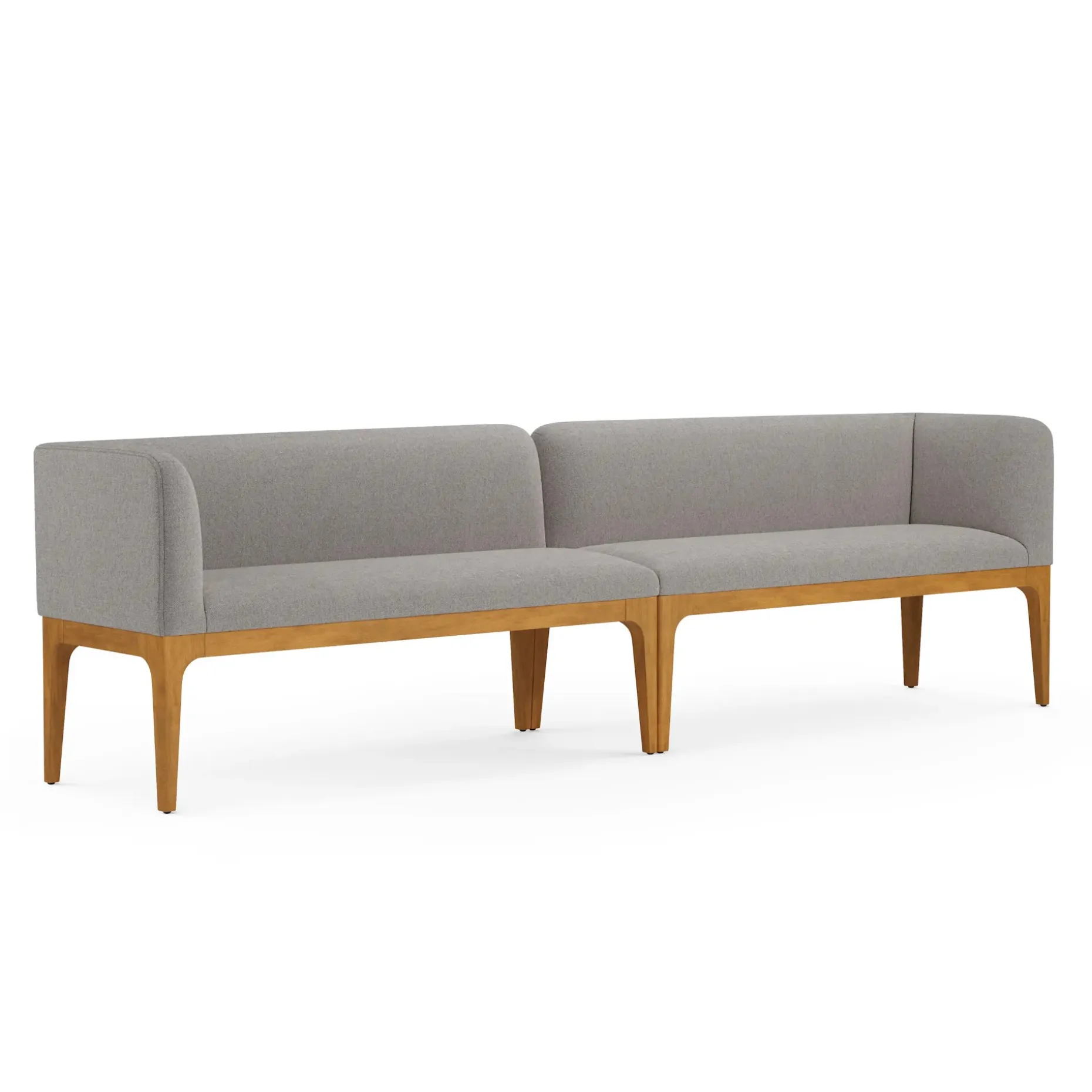 Rosin 113.5" Long Banquette Set - Smoked Oak and Hestia Gray