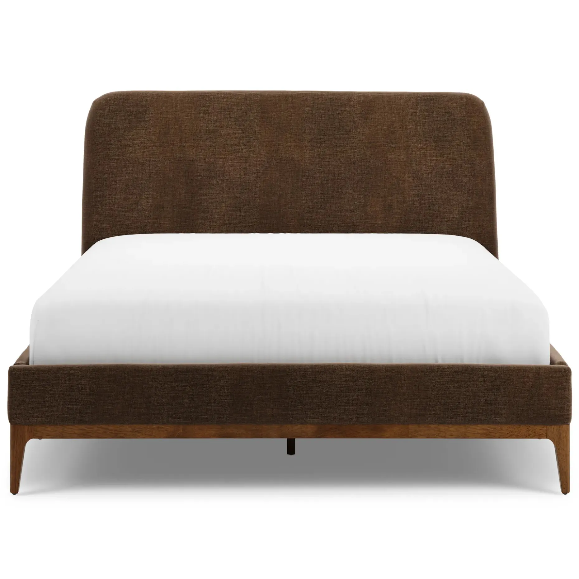 Rosin Queen Upholstered Bed - Walnut and Valor Brown